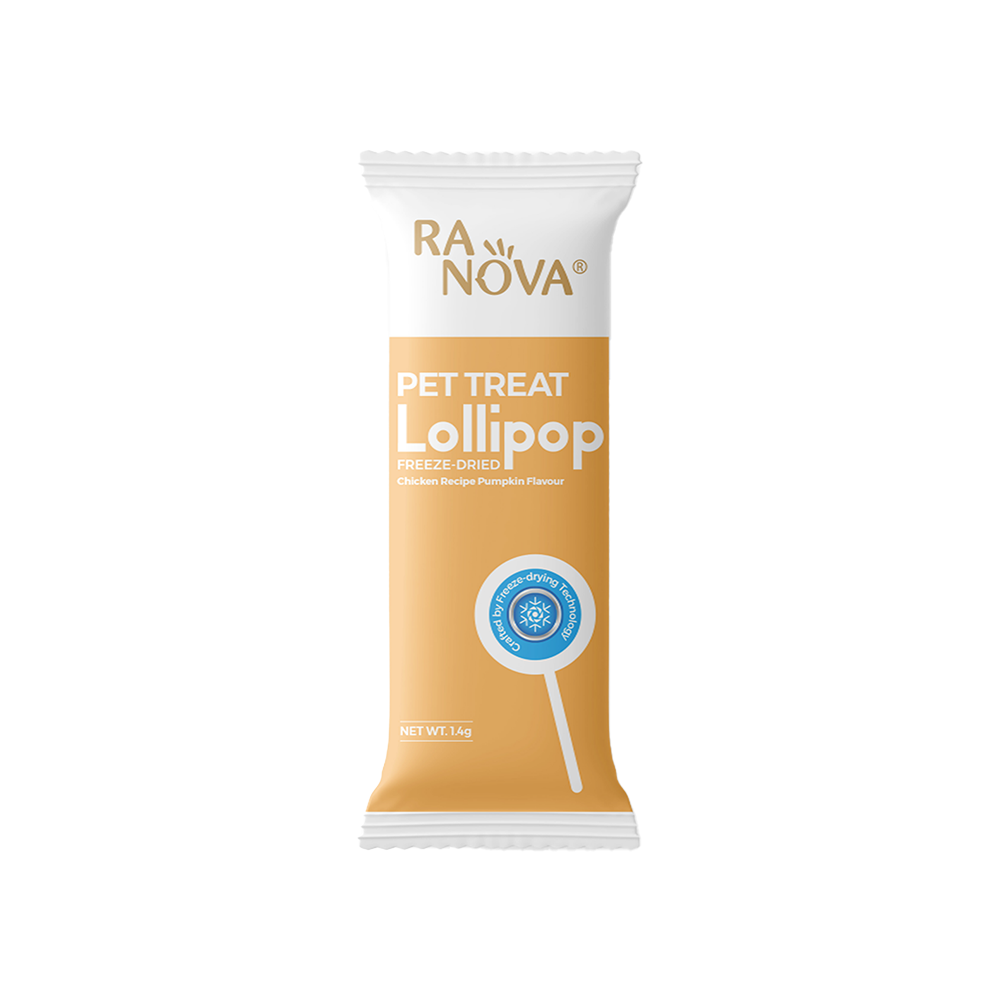 RANOVA TAVUK ETLİ VE BALKABAKLI SİNDİRİM SİSTEMİ DESTEKLEYİCİ LOLİPOP KEDİ ÖDÜL MAMASI (1,4 G)
