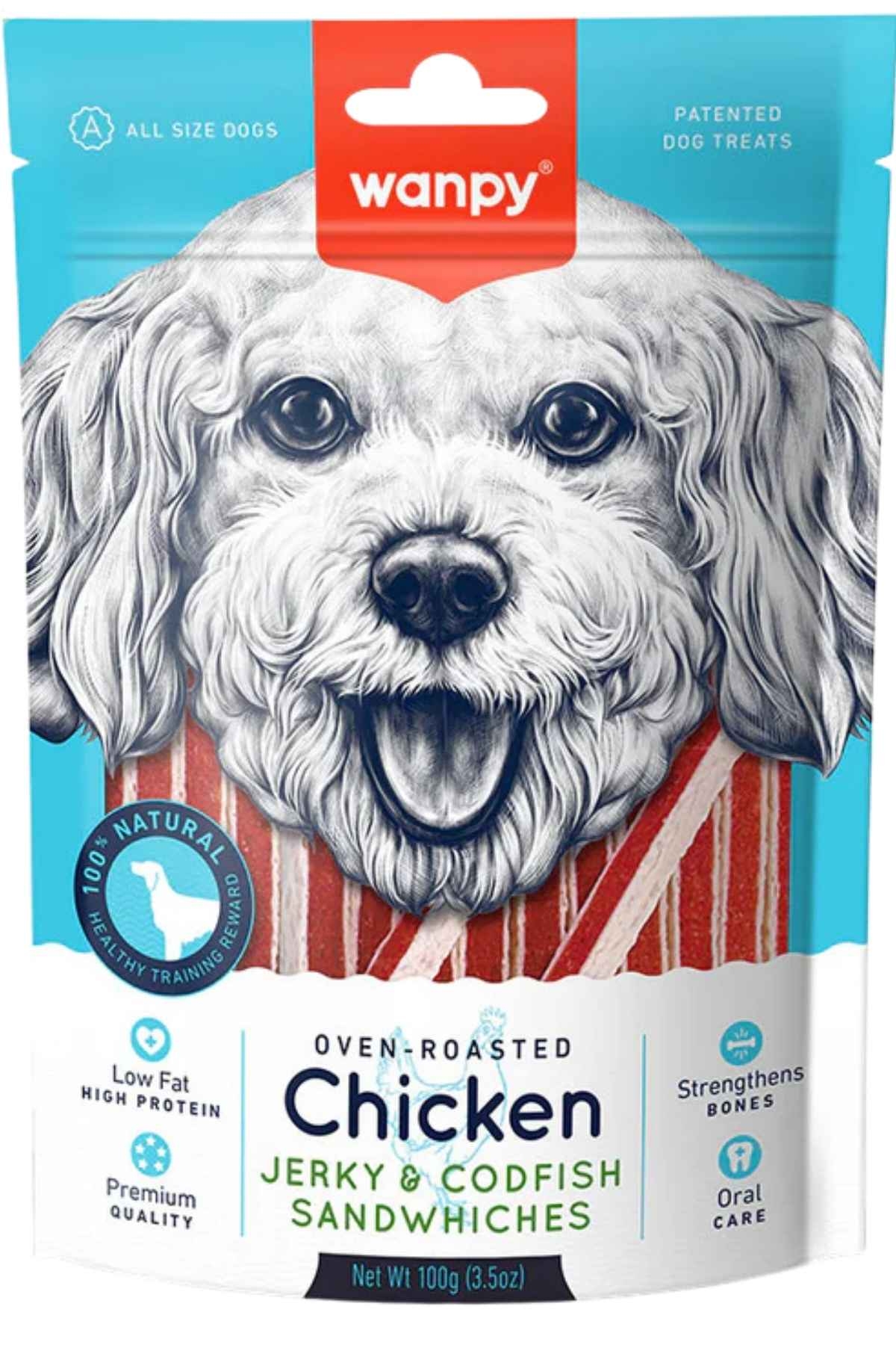 WANPY TAVUKLU MORİNA BALIKLI SANDVİÇ KÖPEK ÖDÜLÜ 100GR