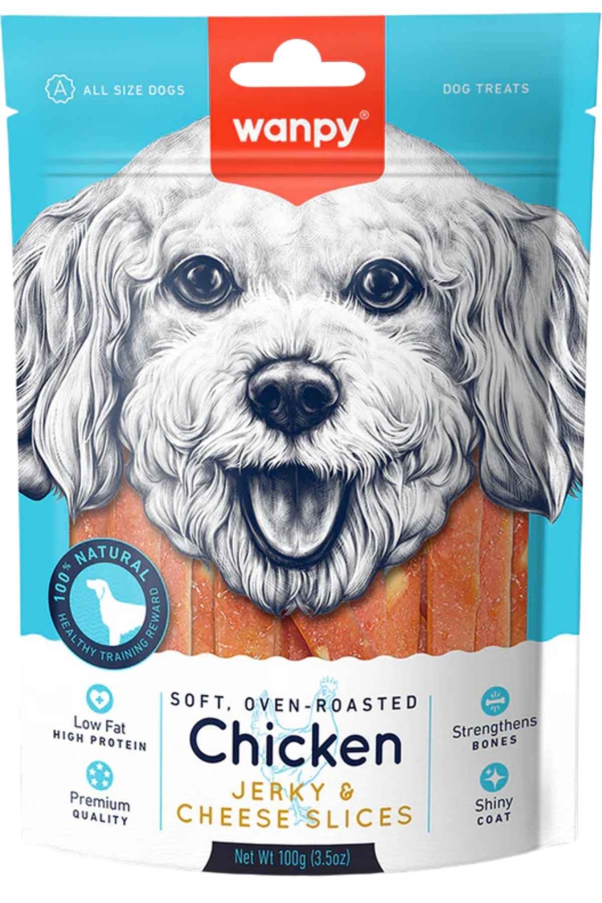 WANPY YUMUŞAK TAVUK & PEYNİR DİLİMLERİ 100G KÖPEK ÖDÜLÜ