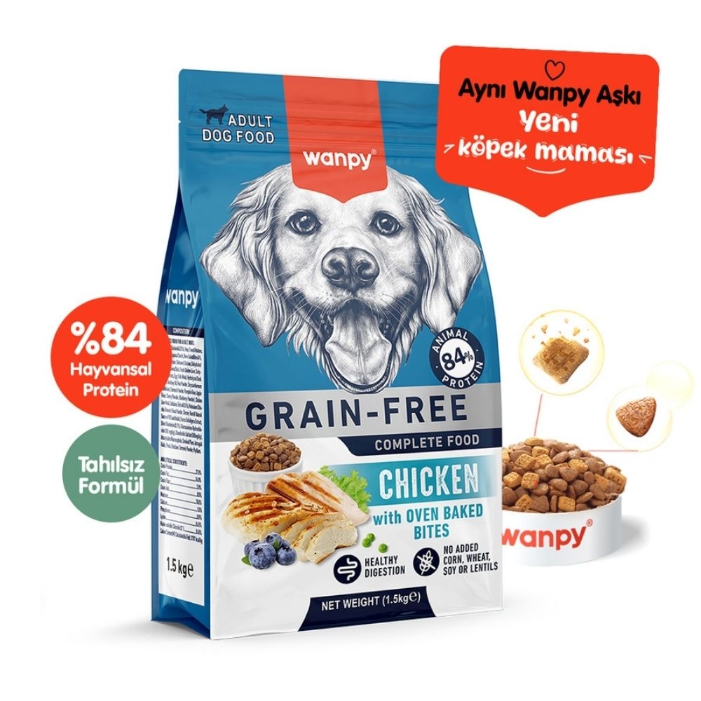 WANPY TAHILSIZ TAVUKLU YETİŞKİN KÖPEK MAMASI 1,5 KG