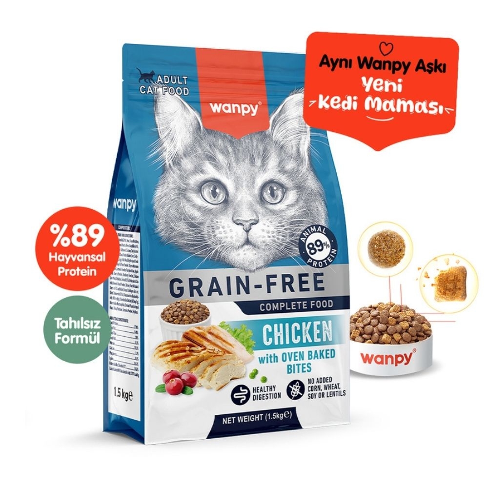 WANPY TAHILSIZ TAVUKLU YETİŞKİN KEDİ MAMASI 1,5 KG