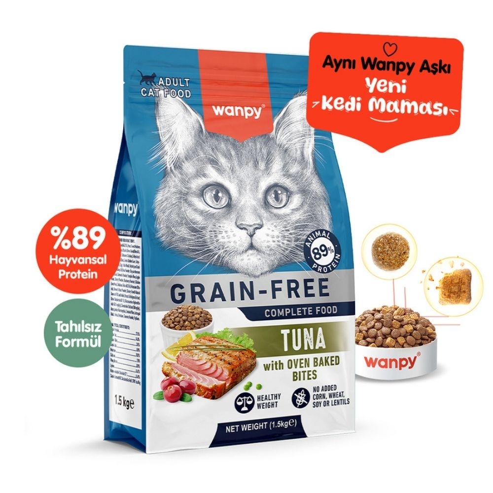 WANPY TAHILSIZ TON BALIKLI YETİŞKİN KEDİ MAMASI 1,5 KG