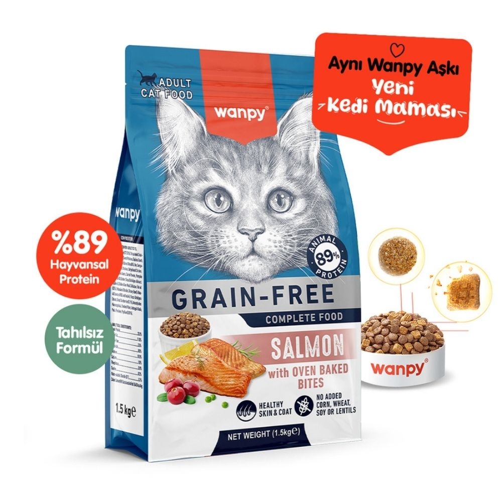 WANPY TAHILSIZ SOMONLU YETİŞKİN KEDİ MAMASI 1,5 KG