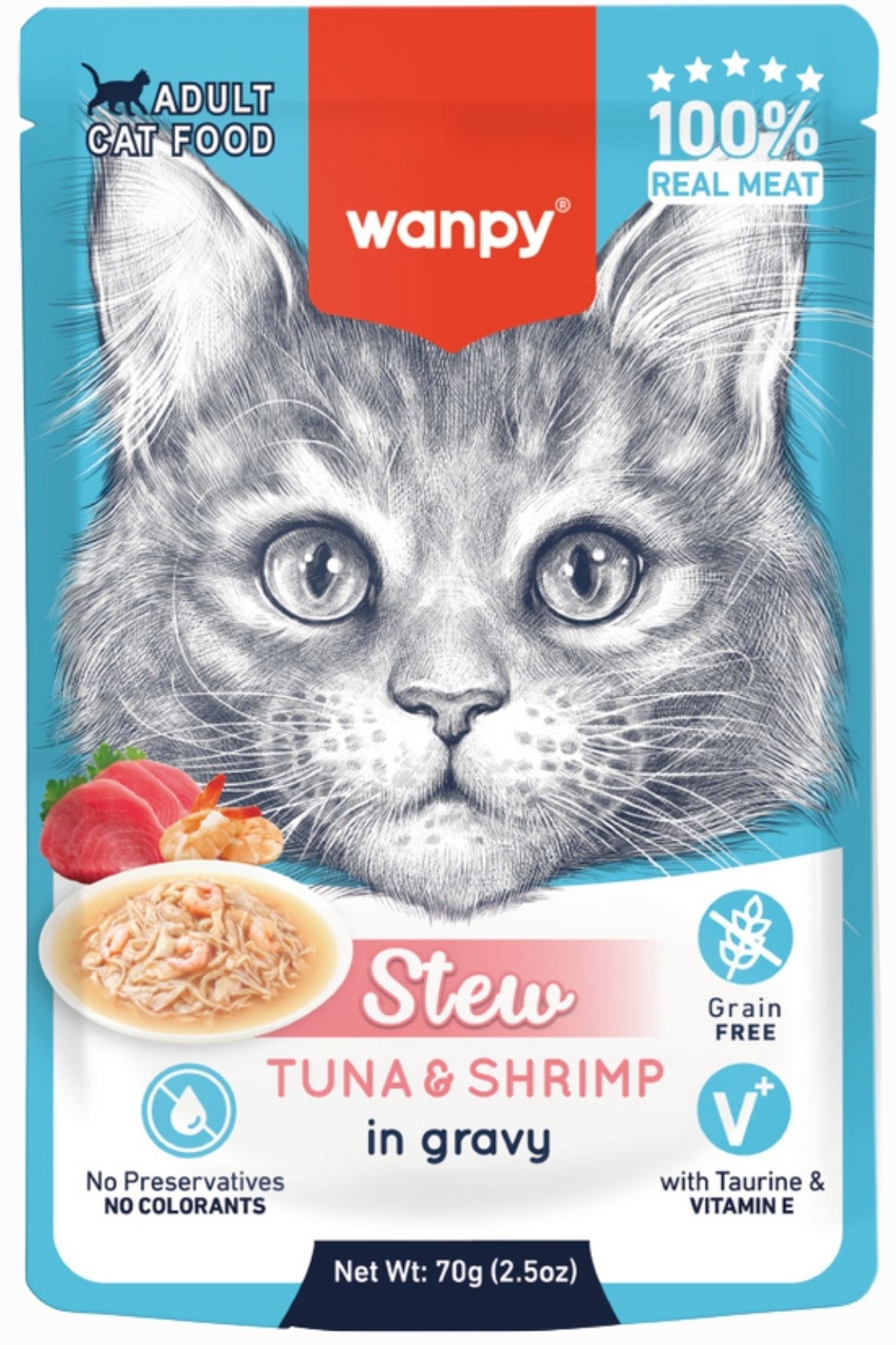 WANPY 70G POUCH TON BALIK&KARİDESLİ YAŞ KEDİ MAMASI