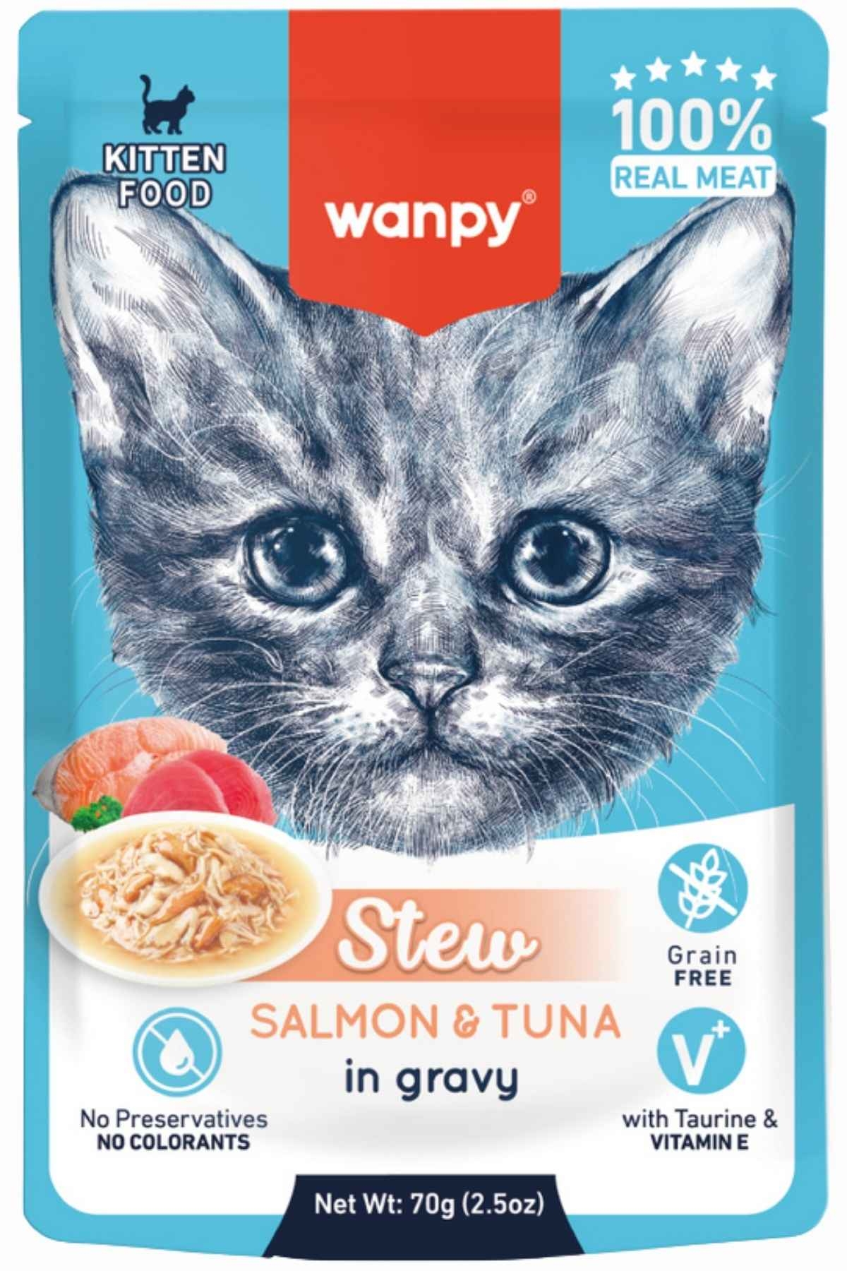 WANPY 70G POUCH SOMON&TON BALIKLI YAŞ KEDİ MAMASI