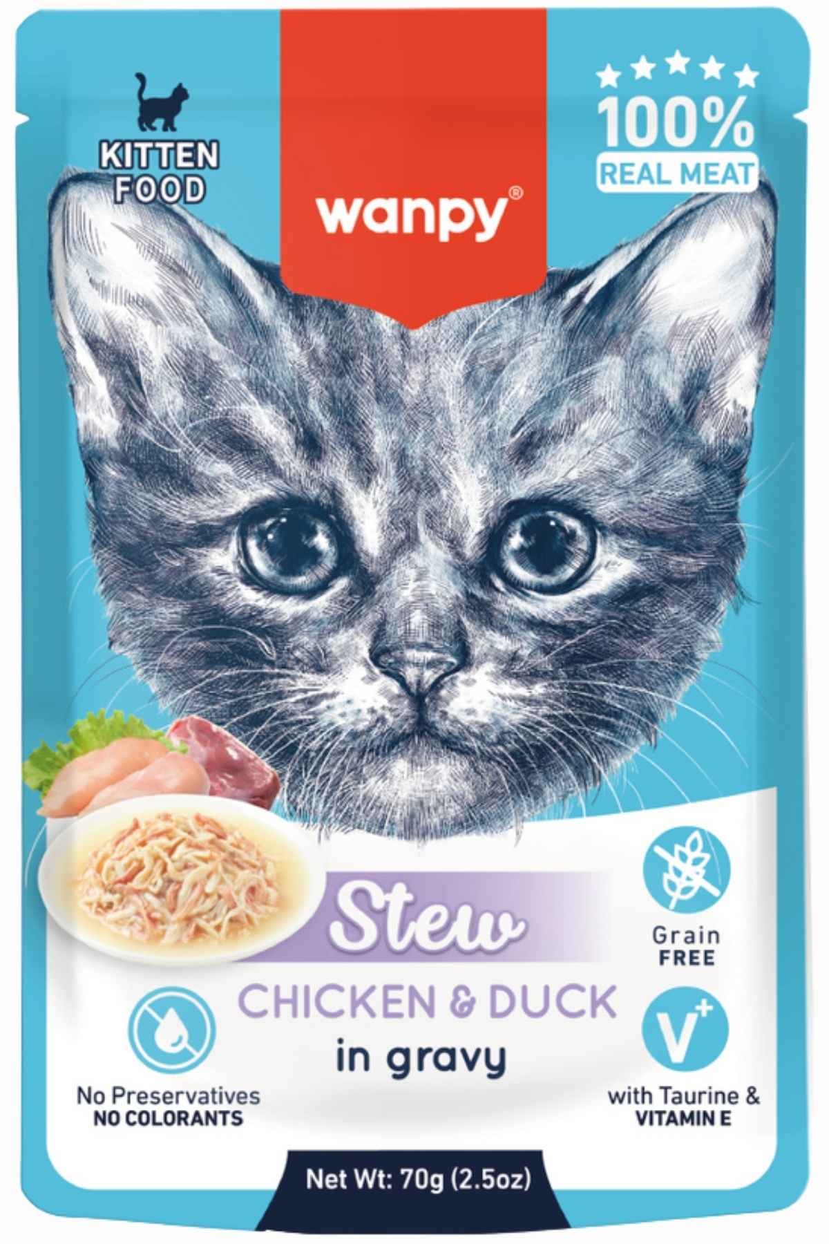 WANPY 70G POUCH TAVUK&ÖRDEK YAŞ KEDİ MAMASI