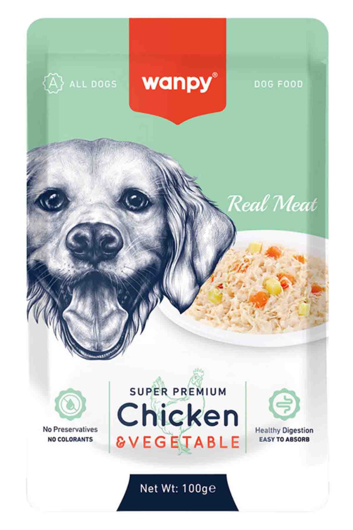 WANPY 100GPOUCH TAVUK&SEBZE YAŞ KÖPEK MAMASI 12ADET