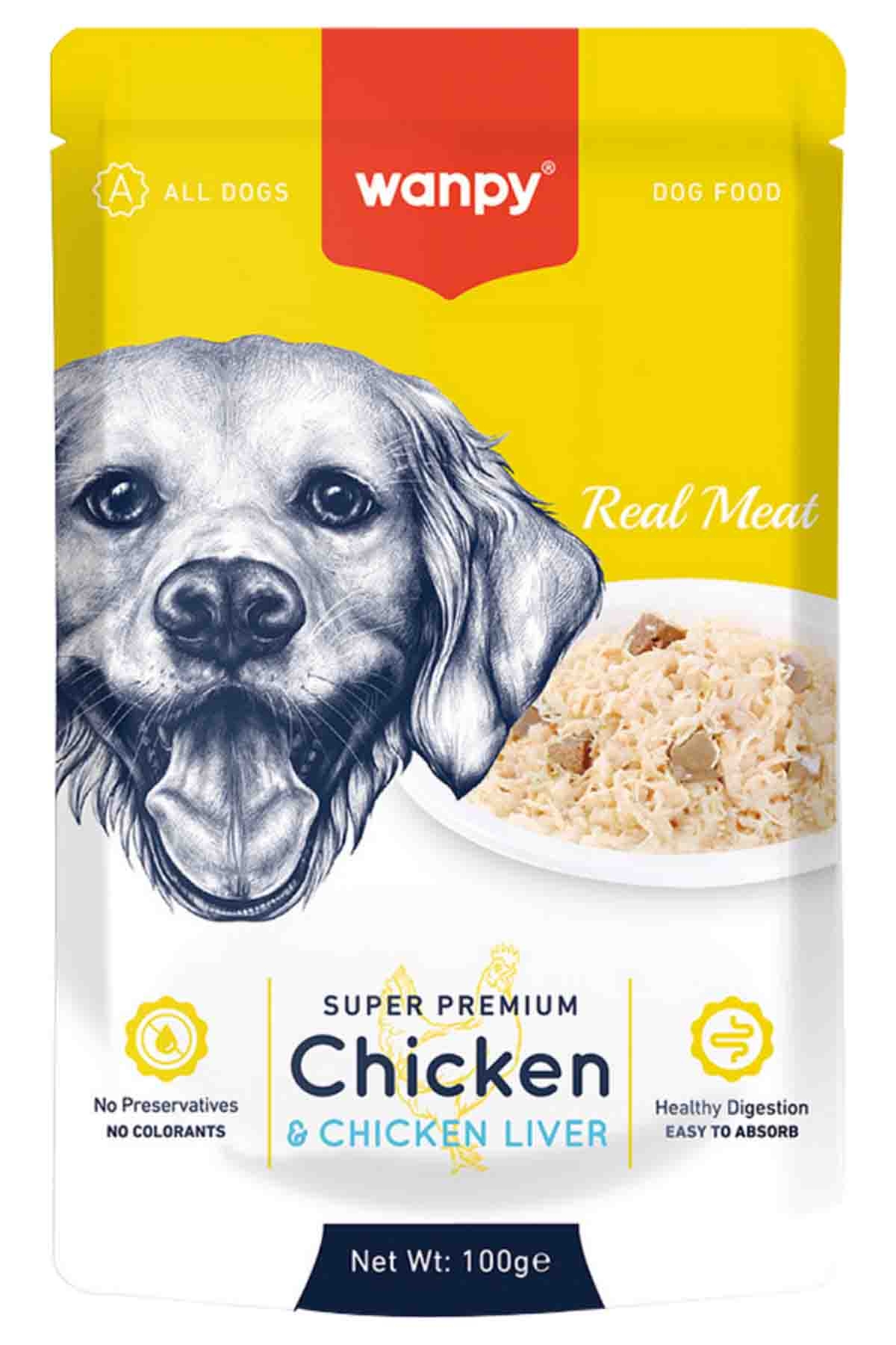 WANPY 100G POUCH TAVUK&CİĞER YAŞ KÖPEK MAMASI 12ADET