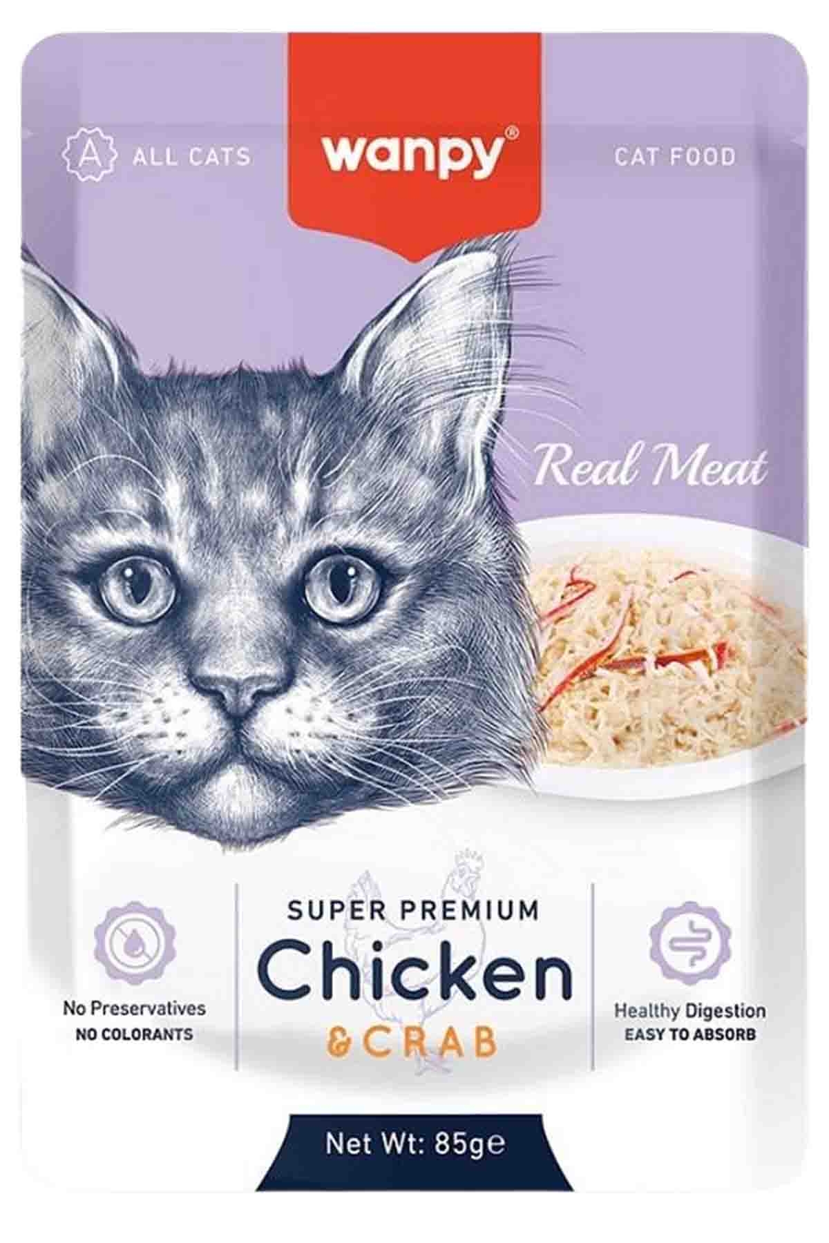 WANPY 85 GR POUCH TAVUKLU & YENGEÇLİ YAŞ KEDİ MAMASI 12 ADET
