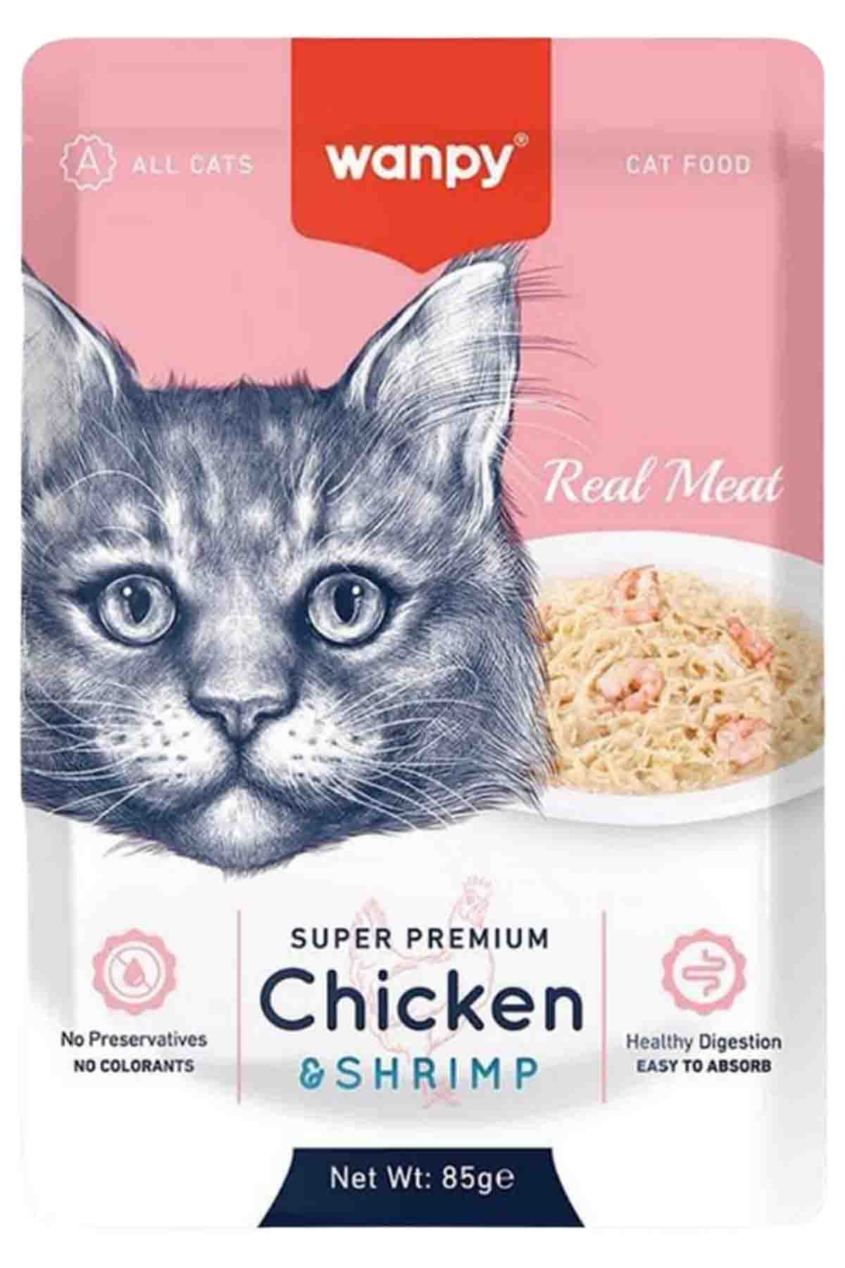 WANPY 85 GRPOUCH TAVUKLU & KARİDESLİ YAŞ KEDİ MAMASI12 ADET