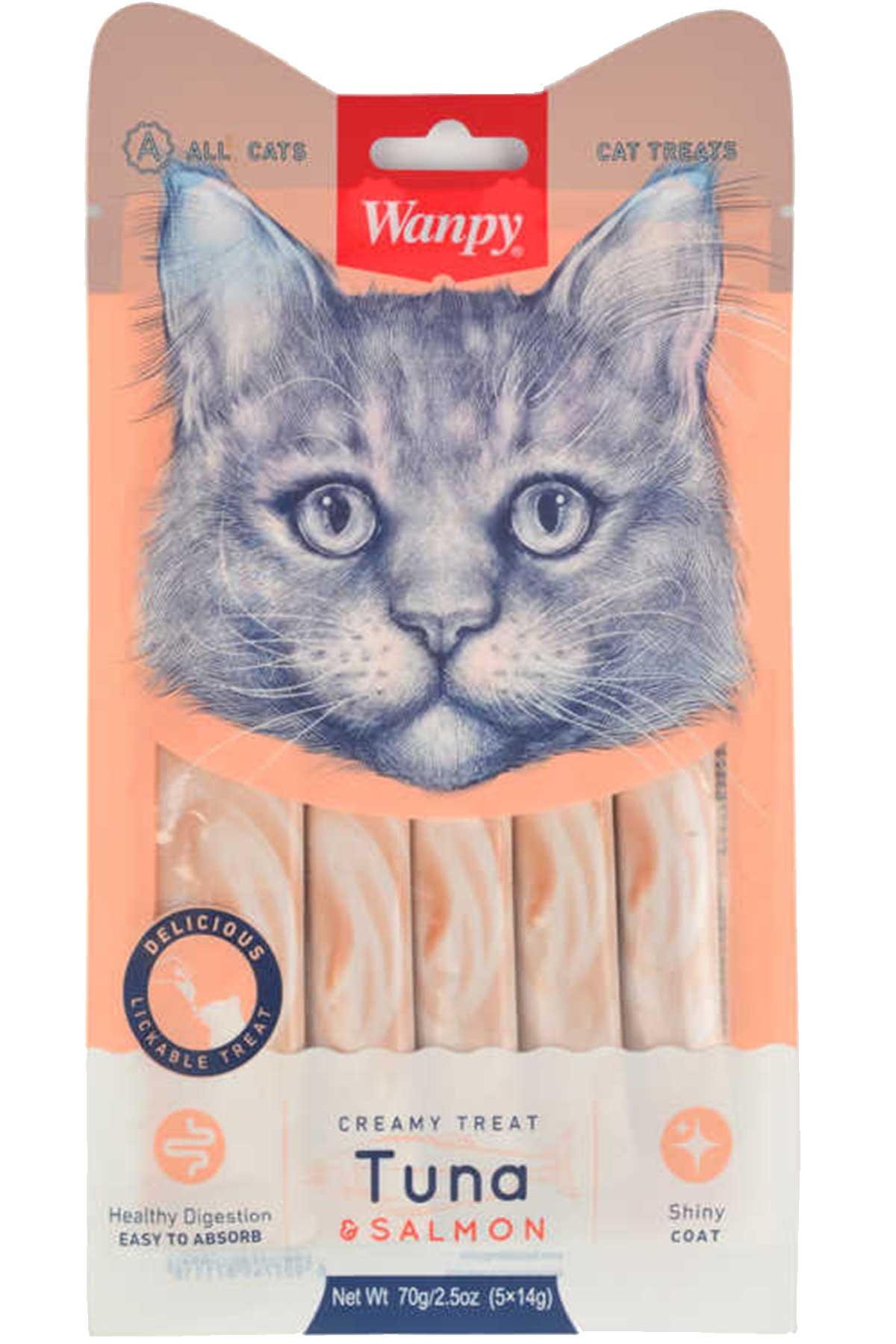 Wanpy Bağışıklık Güçlendirici Ton Balıklı ve Somonlu Sıvı Kedi Ödülü (5 x 14 g)