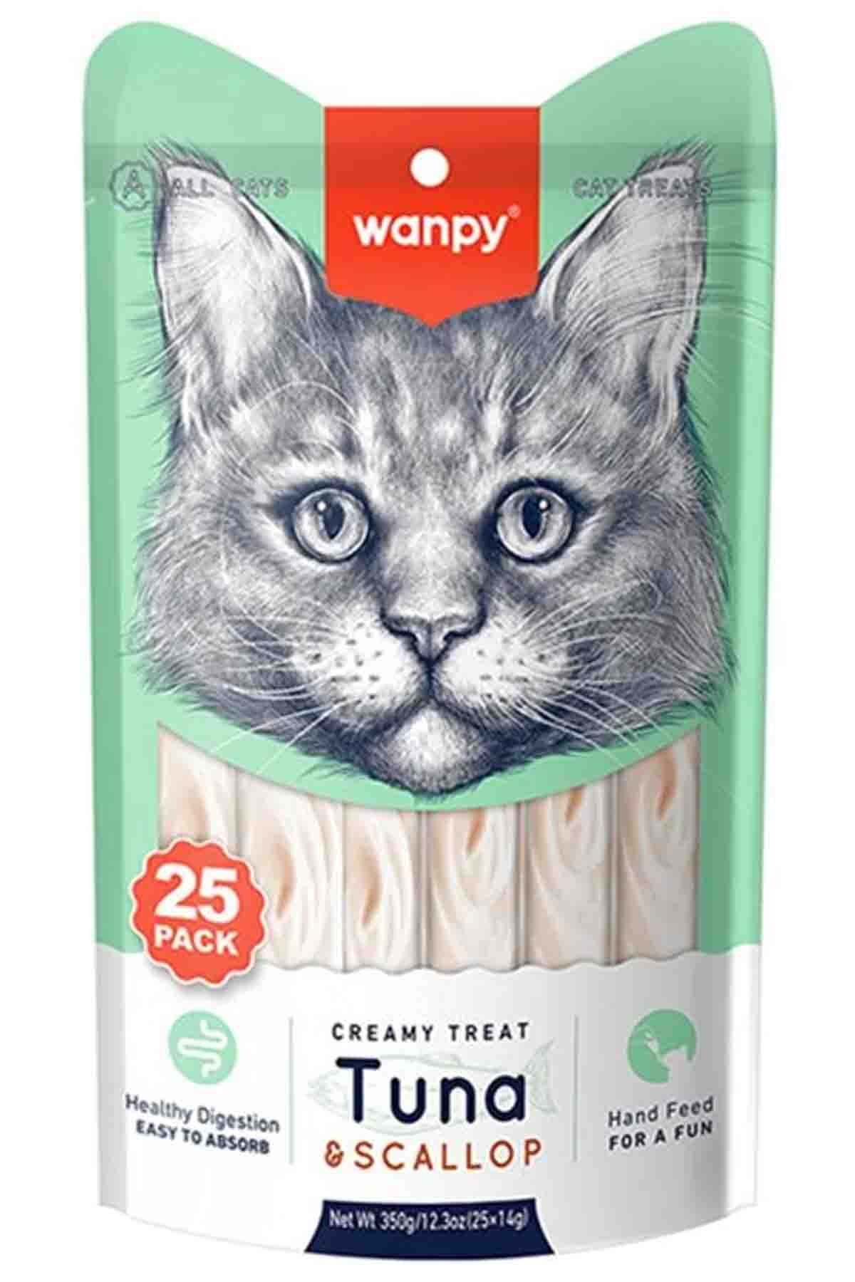 Wanpy Ton Balıklı ve Deniz Taraklı Sıvı Kedi Ödül Maması (25 x 14 g)