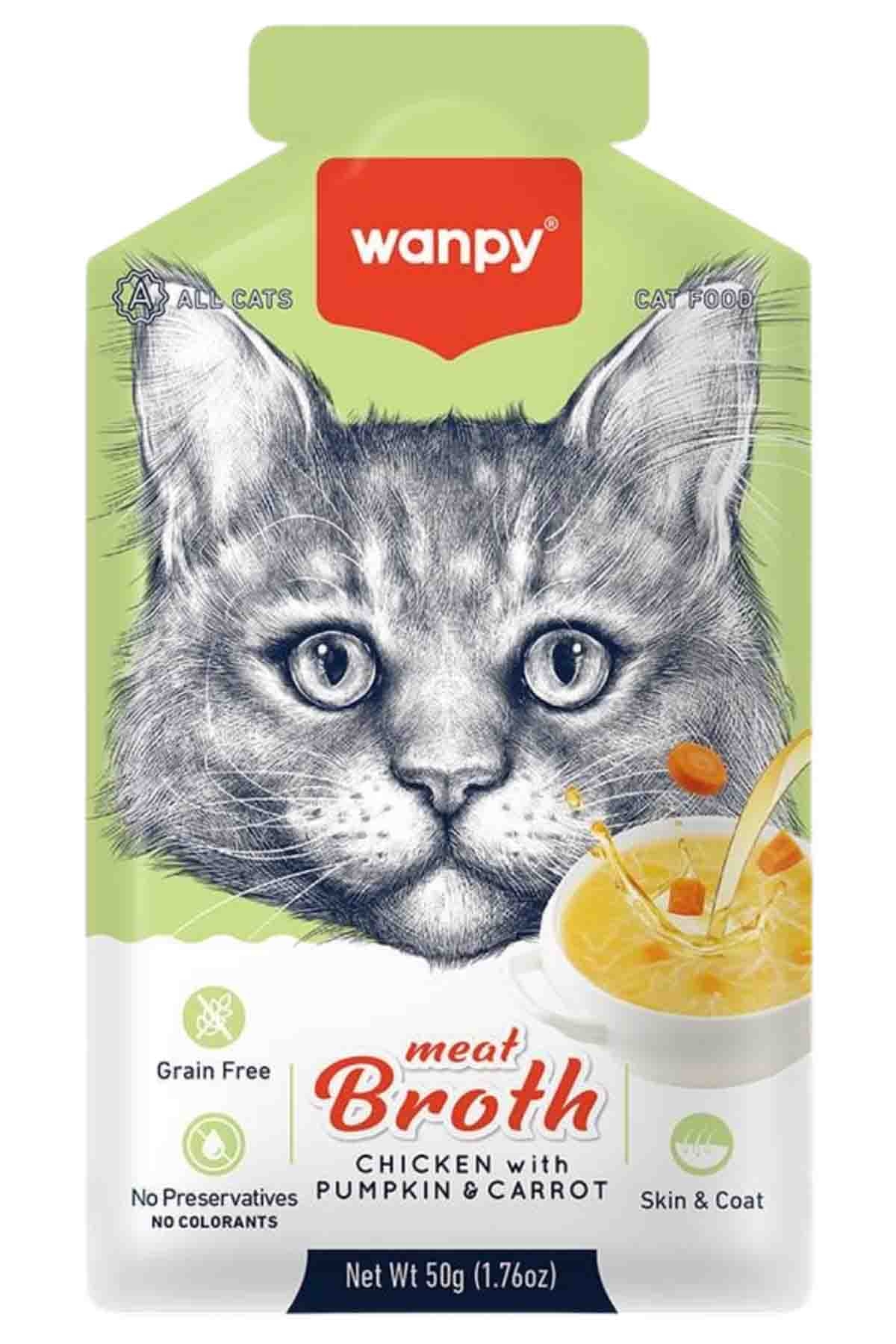 WANPY KEDİLER İÇİN BAL KABAĞI & HAVUÇLU TAVUK ETİ ÇORBASI 50G