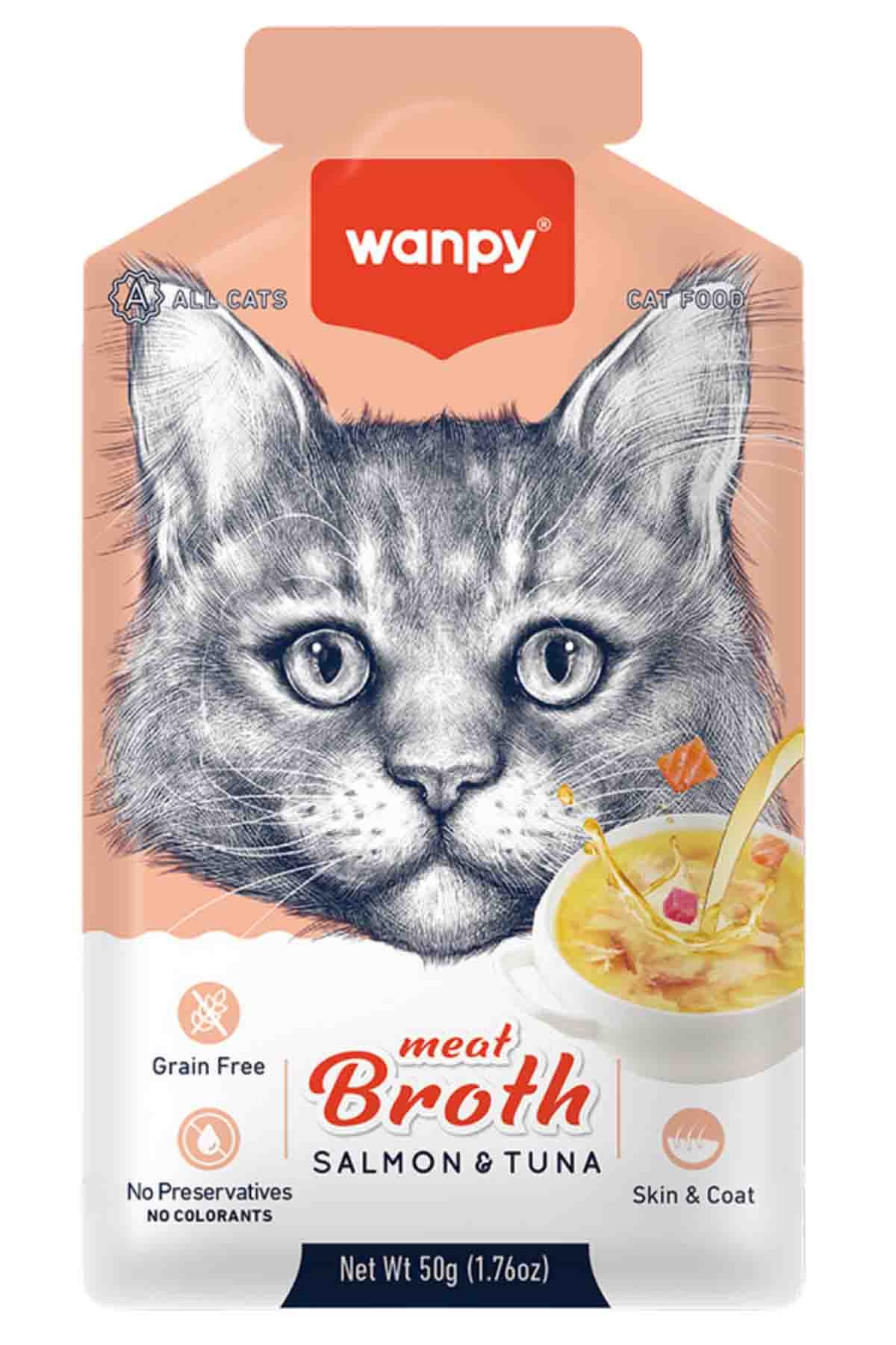 WANPY KEDİLER İÇİN SOMON & TON BALIĞI ETİ ÇORBASI 50G