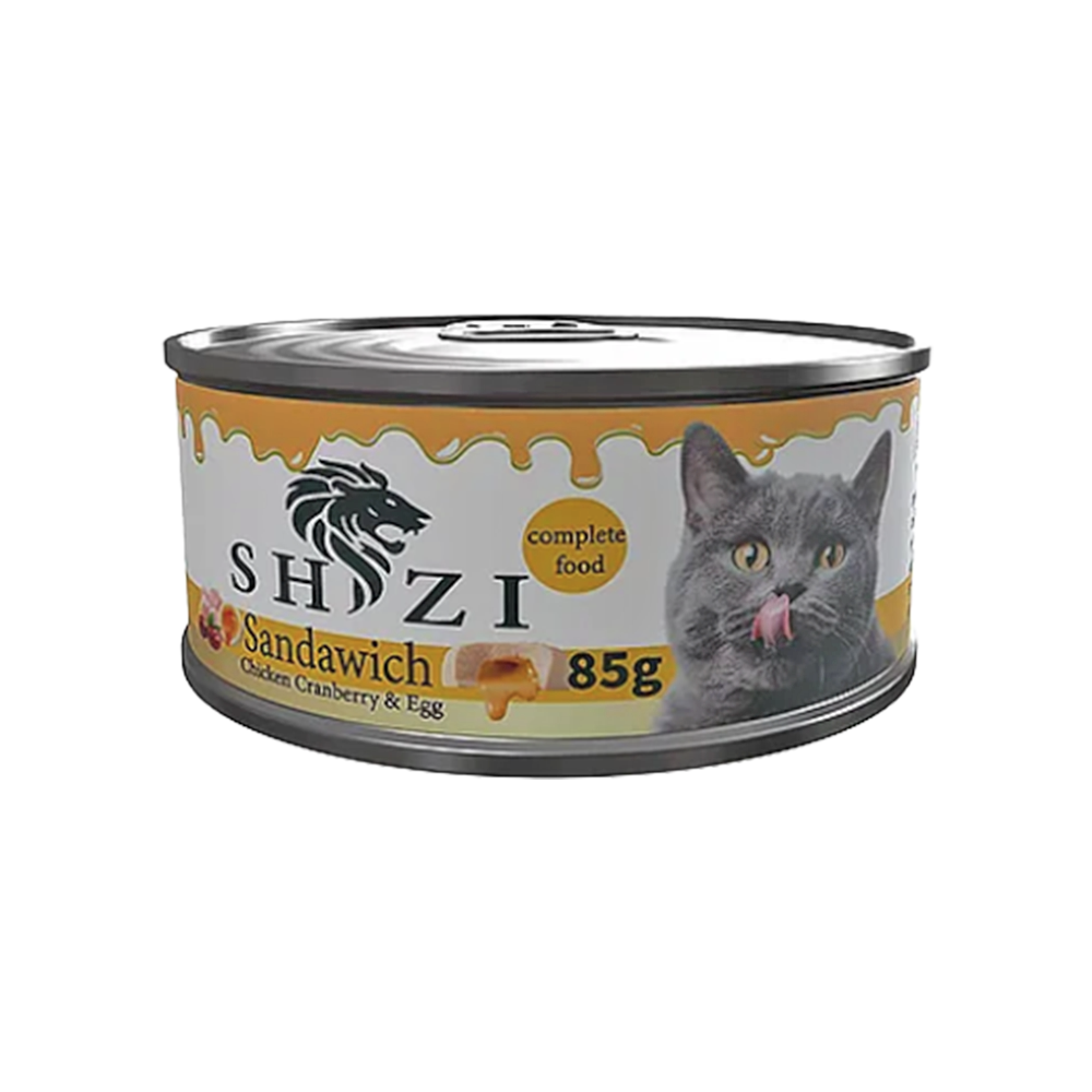 SHİZİ TAVUK ETLİ KIZILCIK SOSLU VE YUMURTALI EZME KEDİ KONSERVESİ 85GR