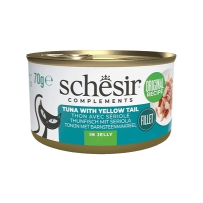 SCHESİR TAMAMLAYICI TON VE SARI KUYRUK BALIKLI JÖLE İÇİNDE KEDİ KONSERVESİ 70G