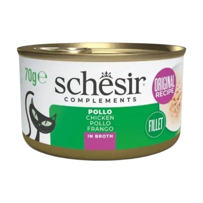 SCHESİR TAVUK FİLETOLU PİŞİRME SUYUNDA YETİŞKİN KEDİ KONSERVESİ 70G