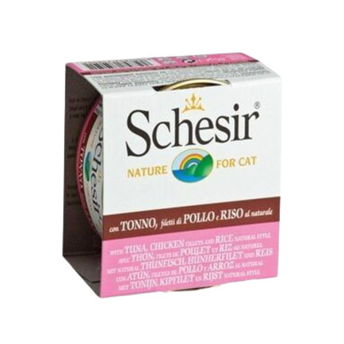 SCHESİR TON BALIKLI TAVUKLU PİRİNÇLİ KEDİ KONSERVESİ 85 GR