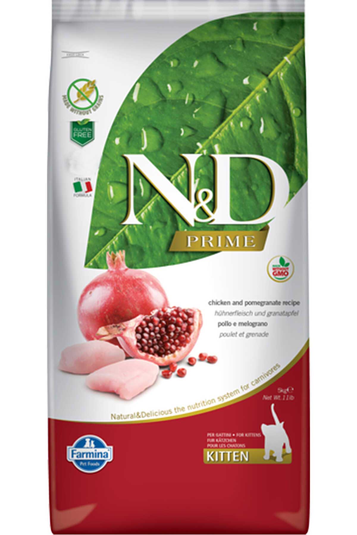 N&D TAHILSIZ TAVUKLU NARLI YAVRU, HAMİLE, EMZİREN KEDİ MAMASI 5 KG