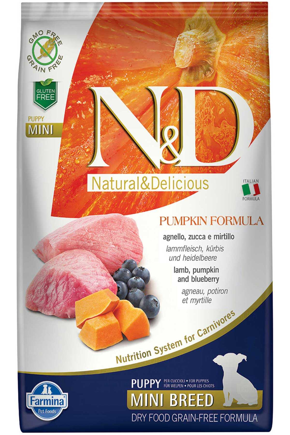 N&D PUMPKIN TAHILSIZ  KUZU & YABANMERSİNİ PUPPY MINI