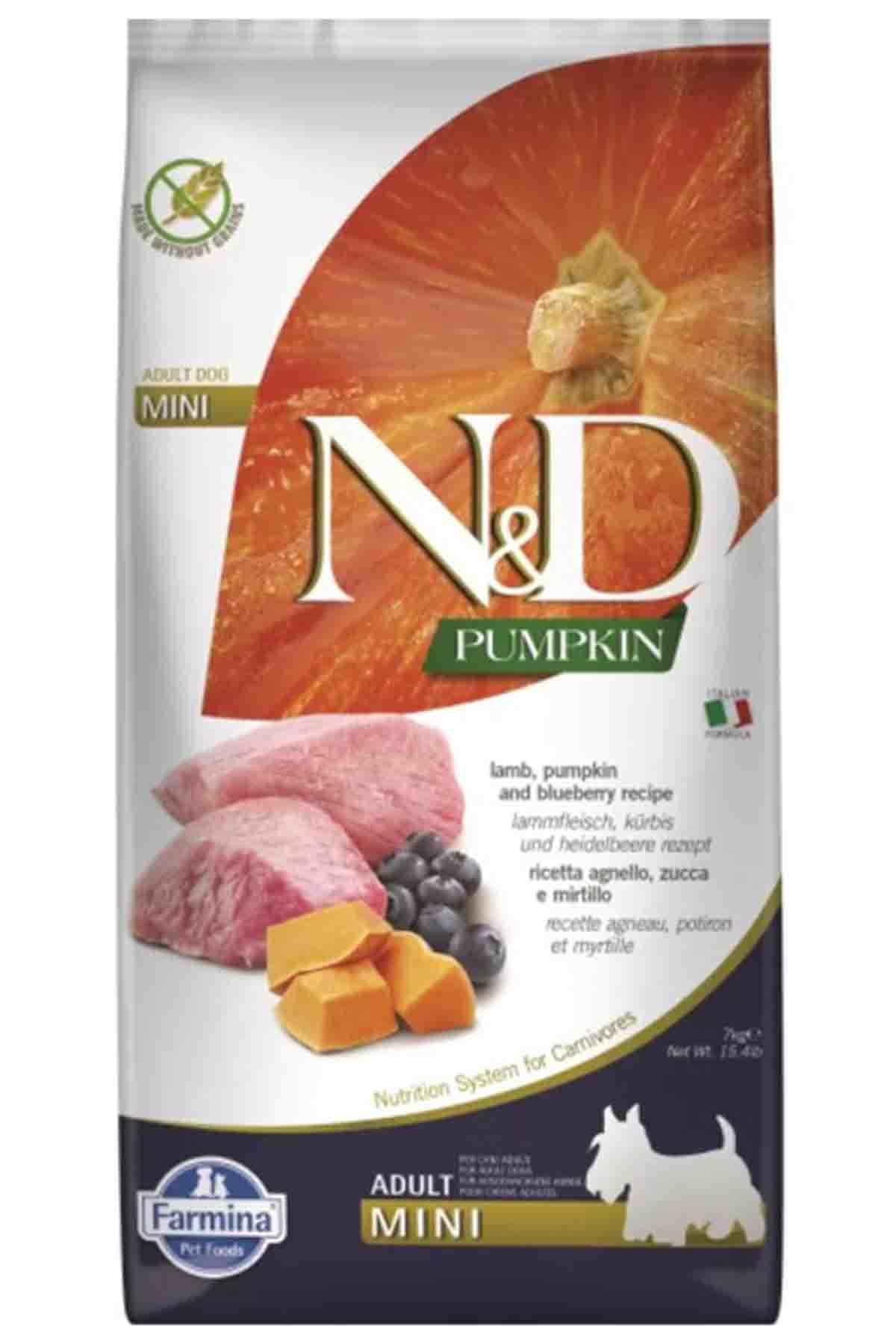 N&D PUMPKIN TAHILSIZ  KUZU & YABANMERSİNİ YETİŞKİN MINI