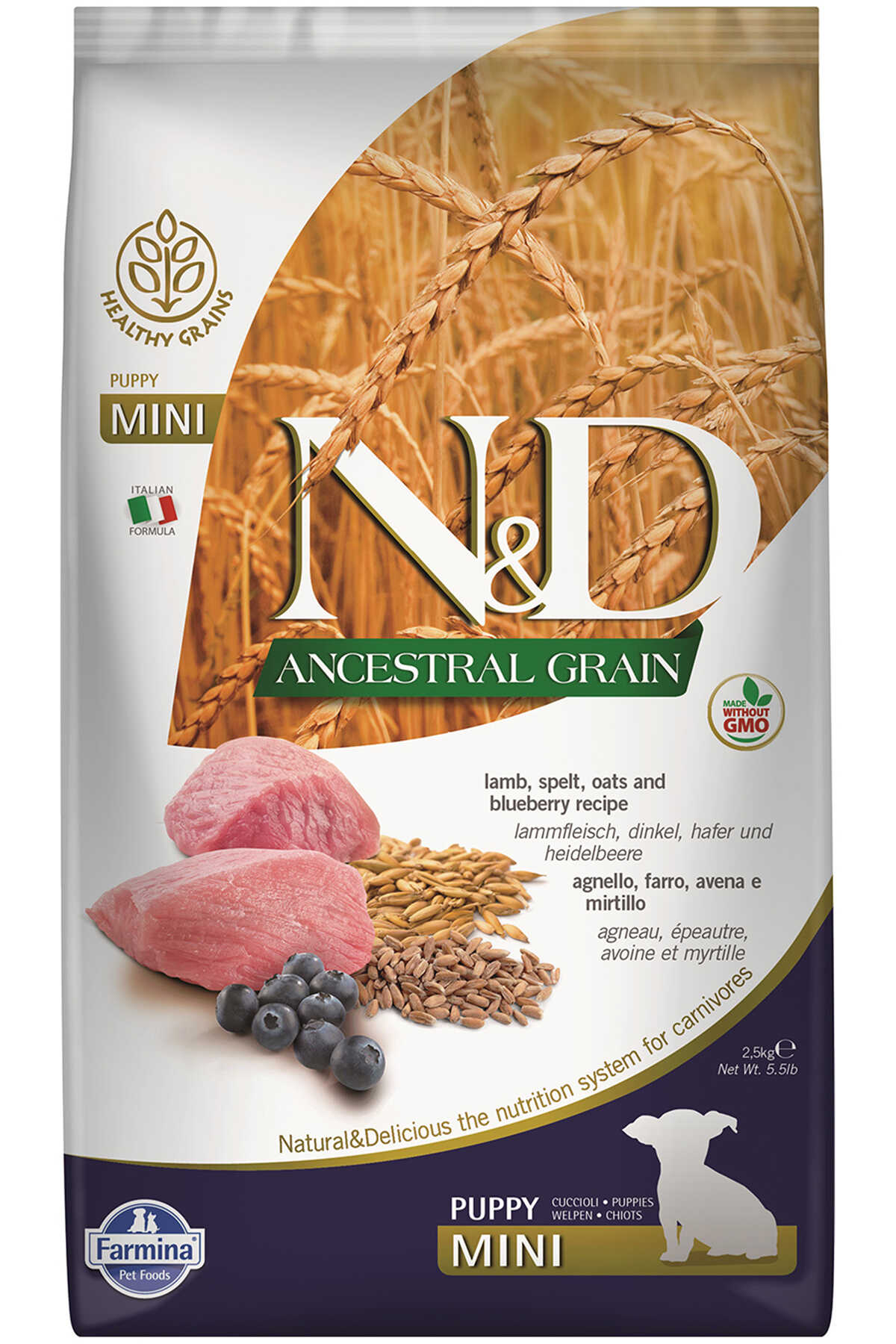 N&D DÜŞÜK TAHILLI KUZULU KÜÇÜK IRK YAVRU KÖPEK MAMASI 2.5 KG