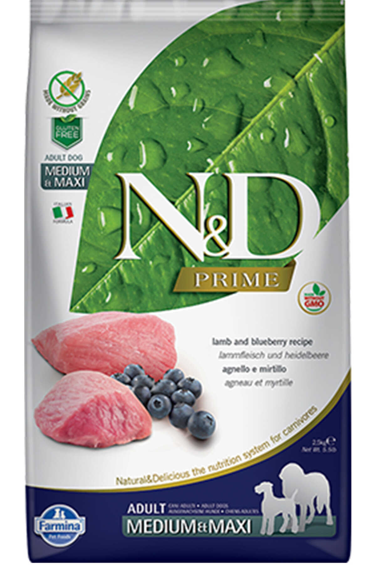 N&D KUZU ETLİ YABAN MERSİNLİ TAHILSIZ YETİŞKİN KÖPEK MAMASI 2.5 KG