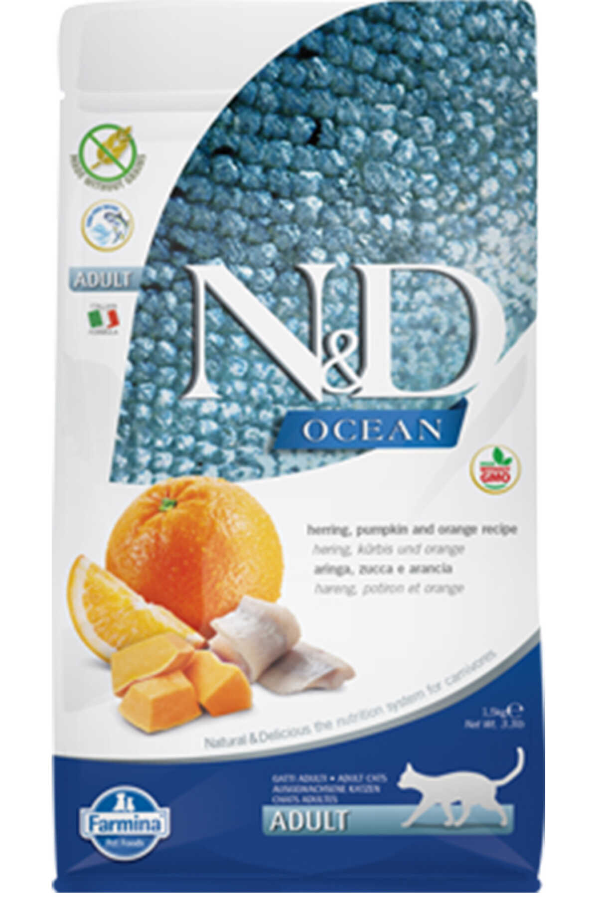 N&D OCEAN BALKABAKLI BALIK PORTAKALLI KEDİ MAMASI 1.5KG