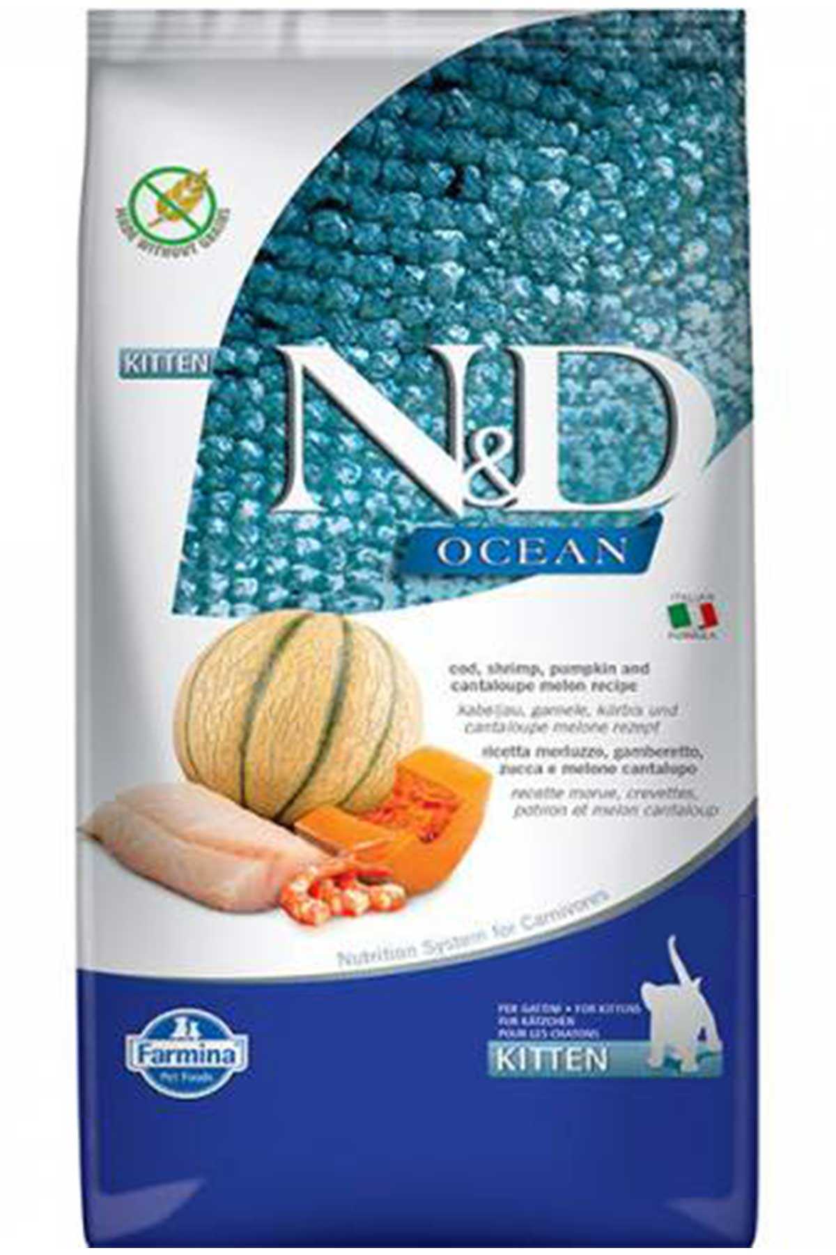 N&D OCEAN BALKABAKLI BALIK VE KARİDESLİ YAVRU KEDİ MAMASI 1.5