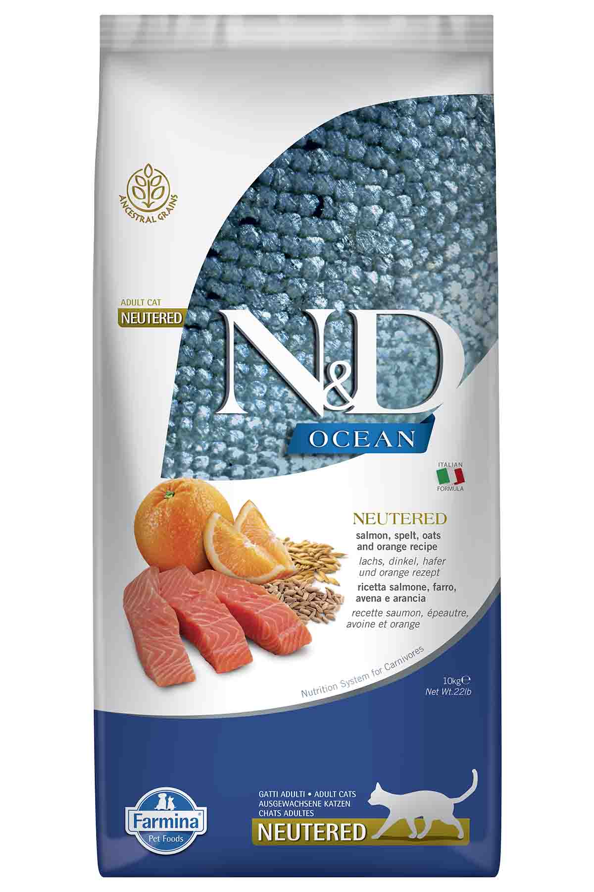 N&D DÜŞÜK TAHILLI SOMONLU KISIRLAŞTIRILMIŞ KEDİ MAMASI 10KG