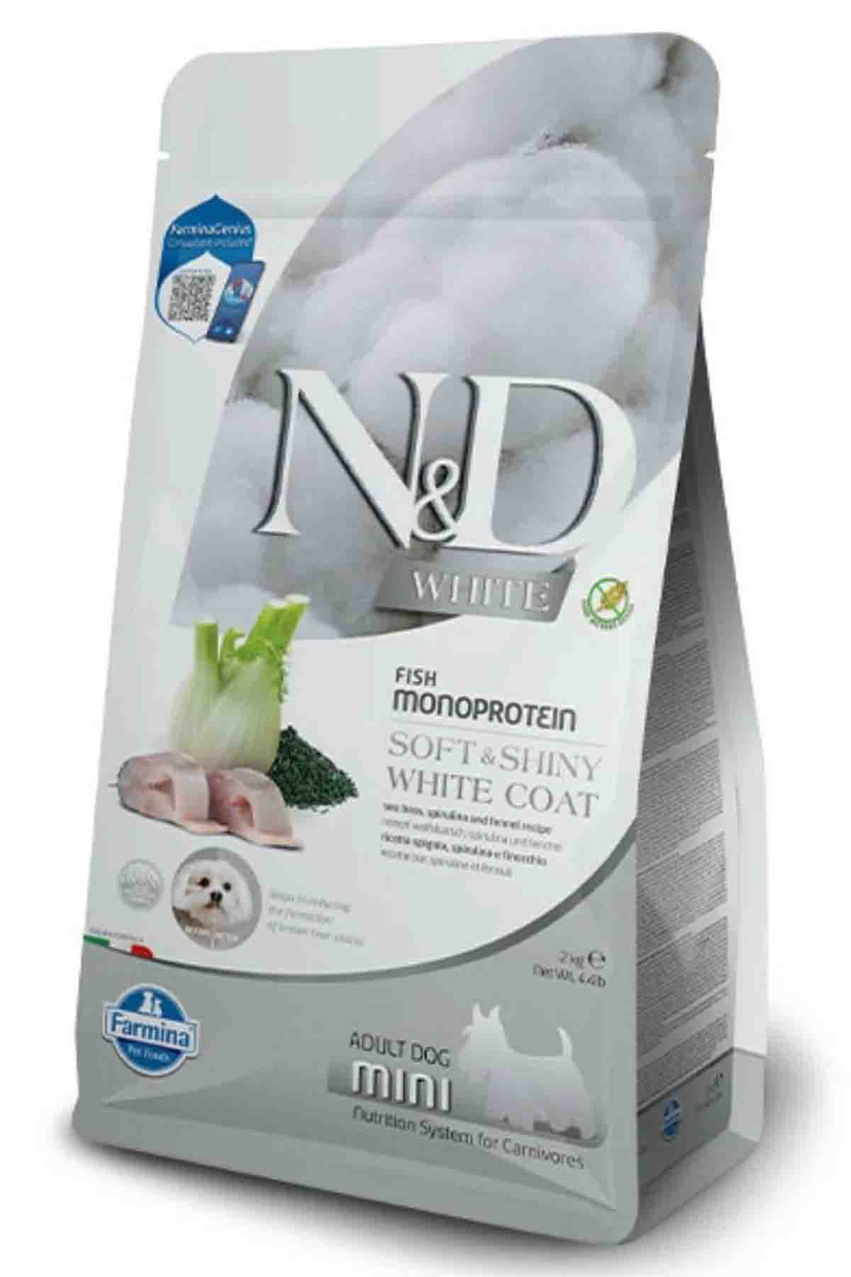 N&D WHITE CANINE FORMULA LEVREK, PİRİNÇ, REZENE SPIRULINA ADULT MINI 2 KG