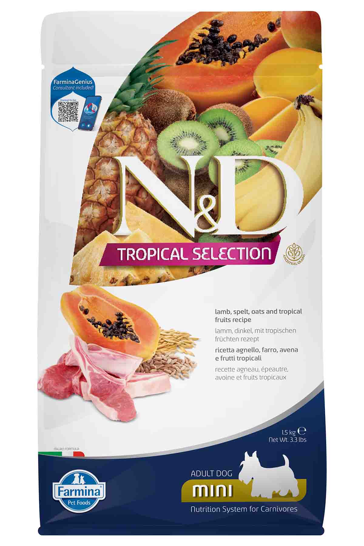 N&D DOG TROPICAL SELECTION KUZU YETİŞKİN MINI 1,5 KG