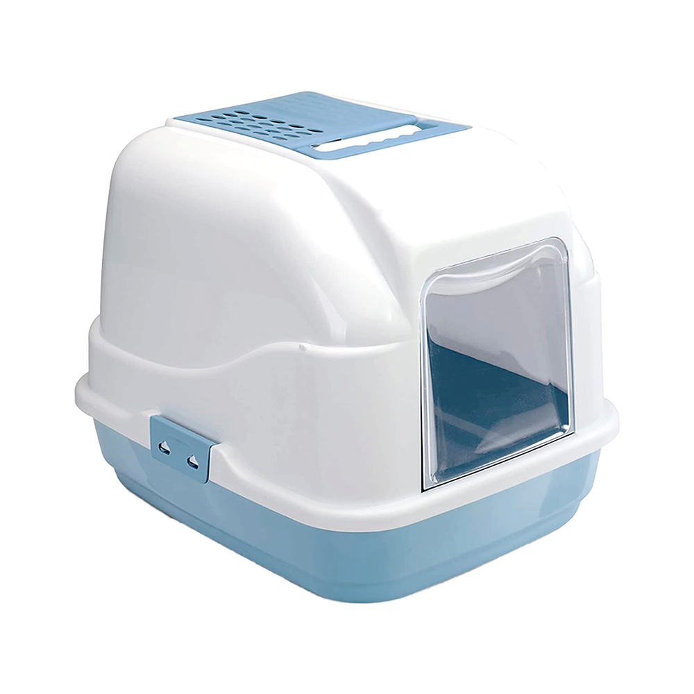 IMAC EASY CAT KAPALI KEDİ TUVALETİ MAVİ/BEYAZ 50X40X40CM