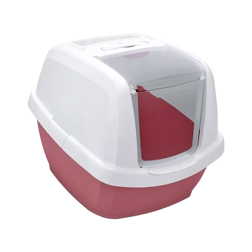 IMAC MADDY JUNIOR KAPALI KEDİ TUVALETİ PEMBE/BEYAZ 57X43X41CM