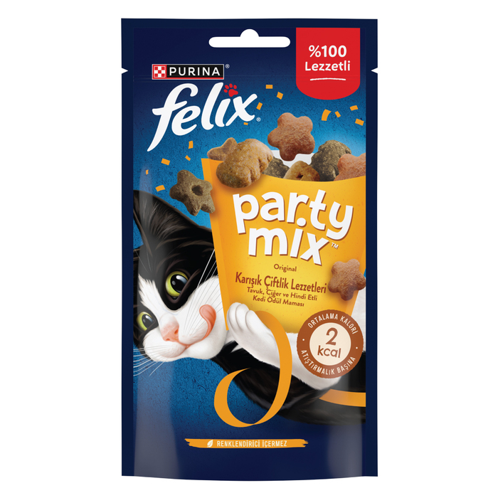 FELİX PARTY MİX ORİGİNAL KARIŞIK ÇİFTLİK LEZZETLERİ KEDİ ÖDÜL MAMASI 60GR