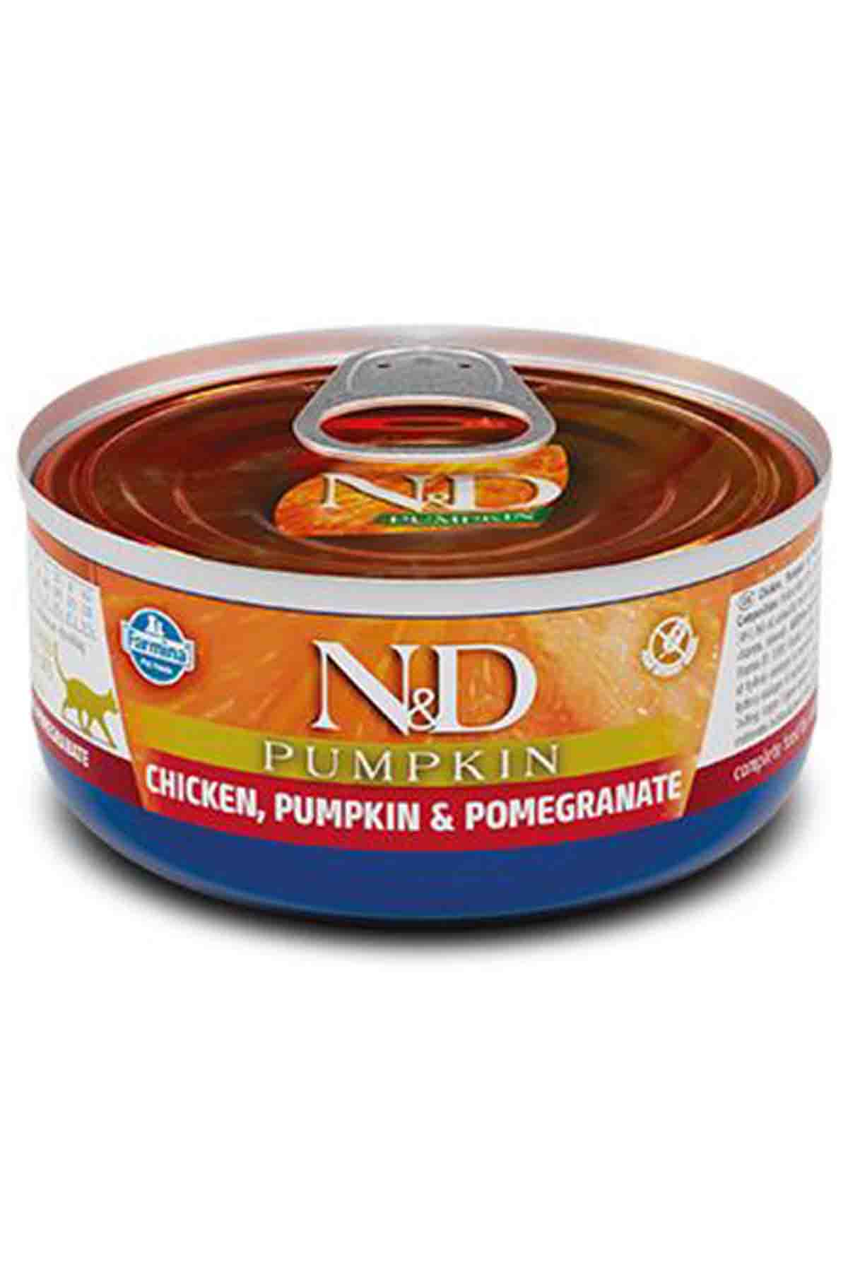 N&D Pumpkin Bal Kabaklı, Tavuk Etli & Narlı Yetişkin Kedi Konserve Maması (70 g)