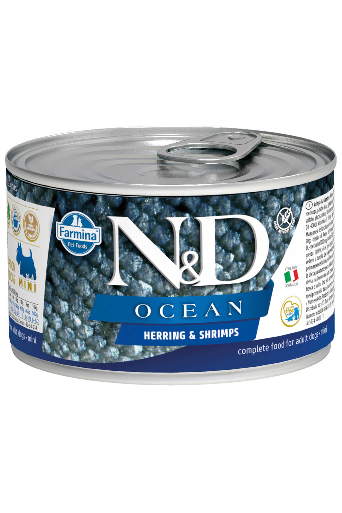 N&D OCEAN TAHILSIZ RİNGA&KARİDES 140GR MİNİ YAŞ KÖPEK KONSERVESİ