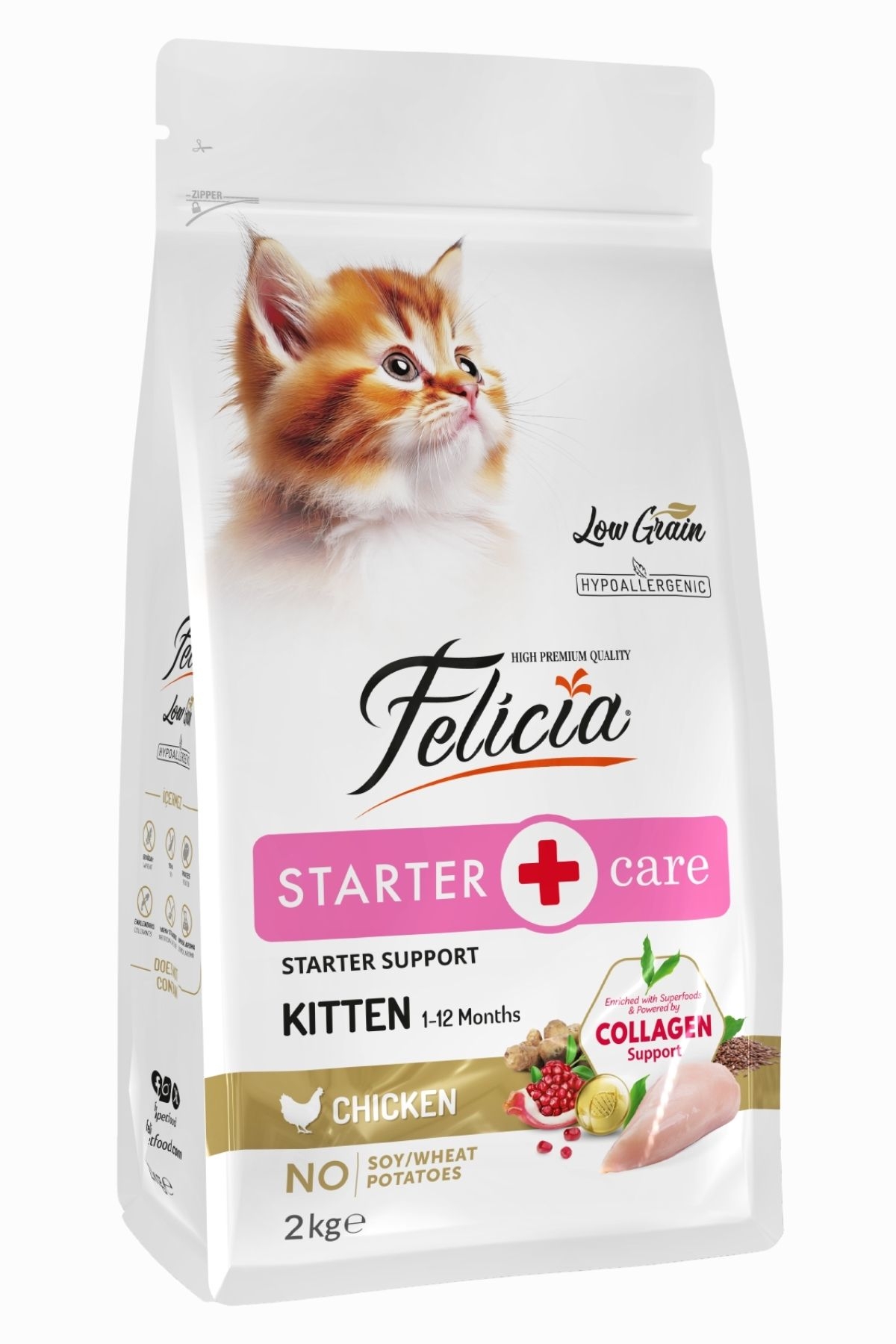 Felicia Starter Care Hipoalerjenik Az Tahıllı ve Tavuk Etli Yavru Kedi Maması (2 kg)