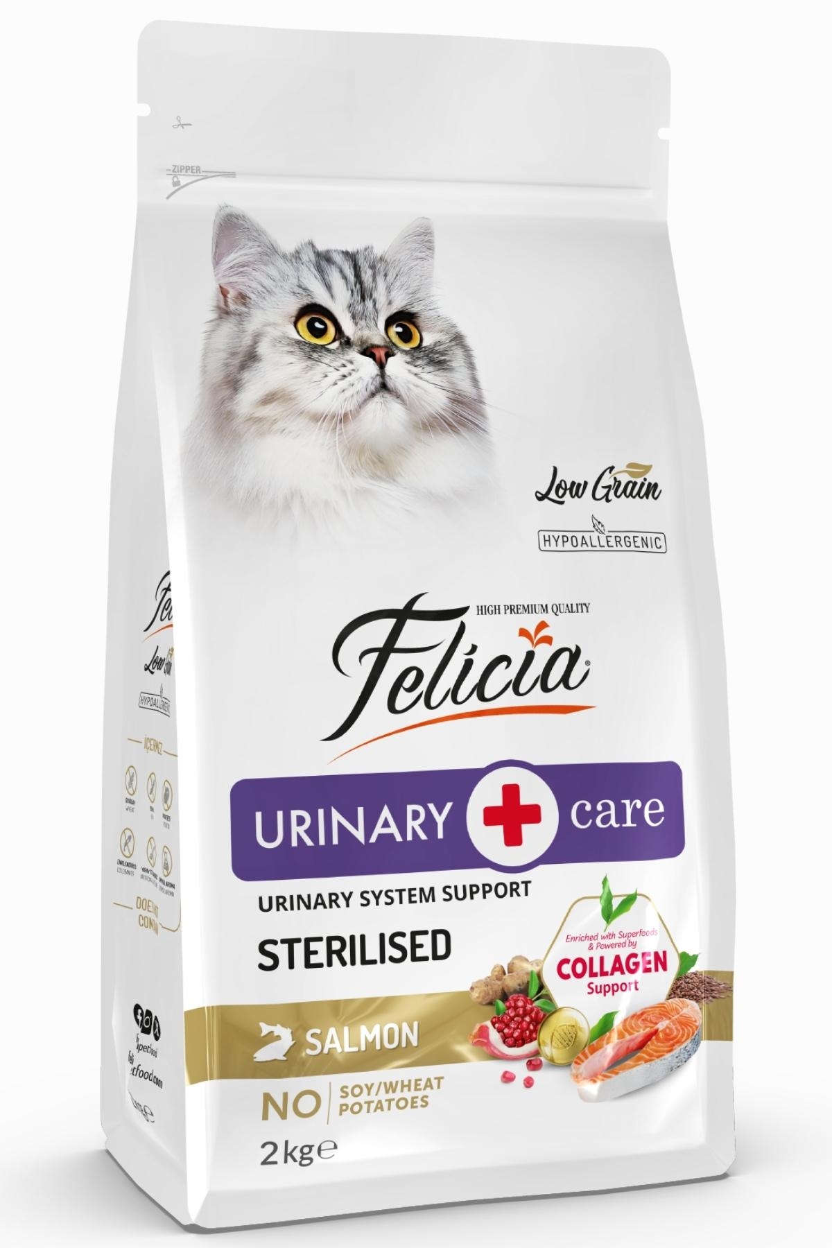 Felicia Urinary & Care Hipoalerjenik Az Tahıllı Somonlu Kısırlaştırılmış Yetişkin Kedi Maması (2 kg)