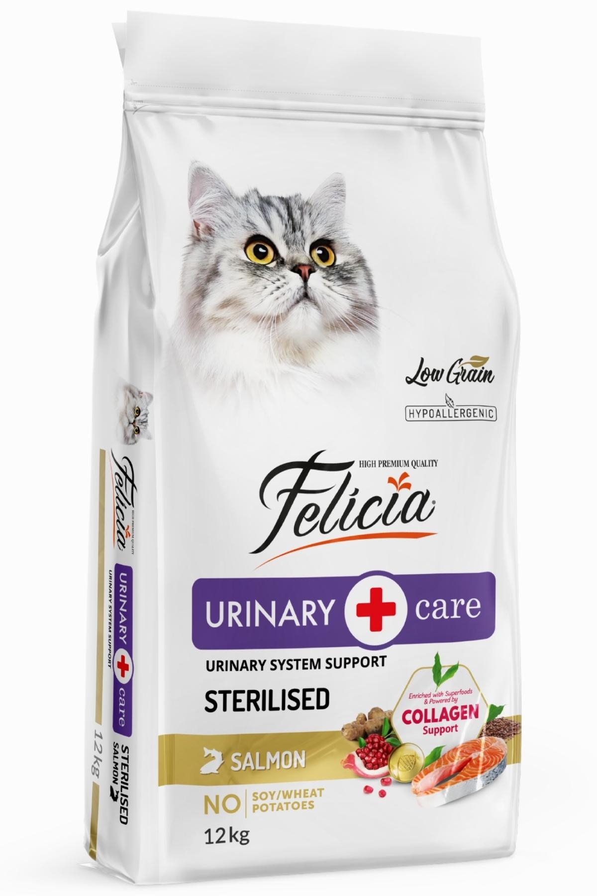 Felicia Urinary & Care Hipoalerjenik Az Tahıllı Somonlu Kısırlaştırılmış Yetişkin Kedi Maması (12 kg)