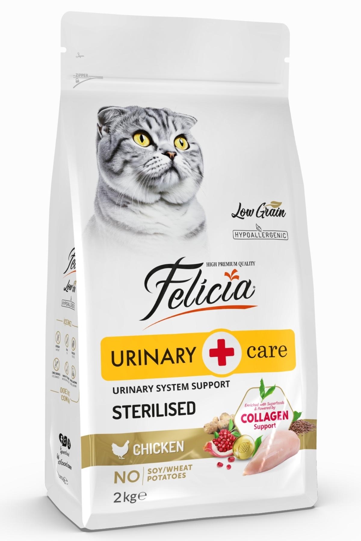 Felicia Urinary & Care Hipoalerjenik Az Tahıllı Tavuk Etli Kısırlaştırılmış Yetişkin Kedi Maması (2 kg)