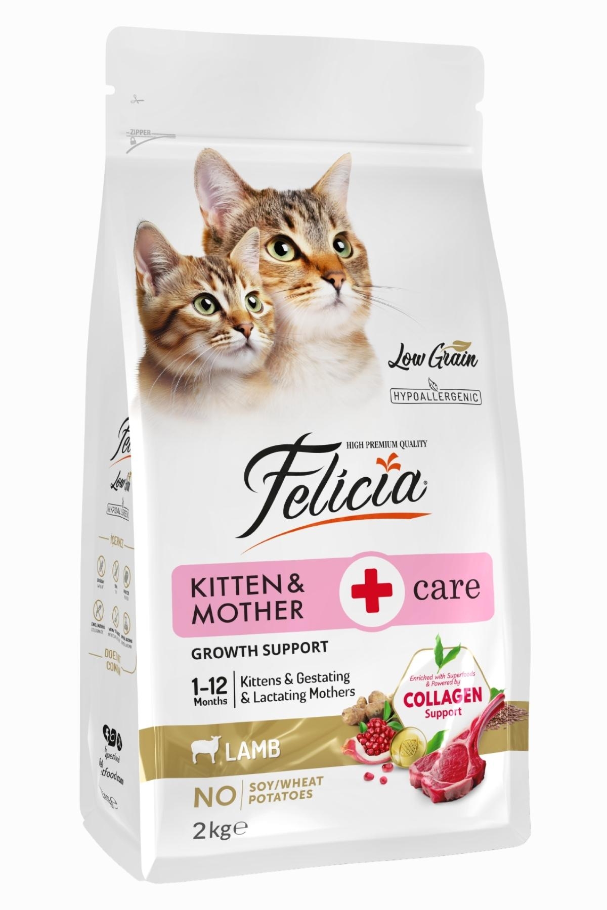 Felicia Hipoalerjenik Az Tahıllı ve Kuzu Etli Anne ve Yavru Kedi Maması (2 kg)