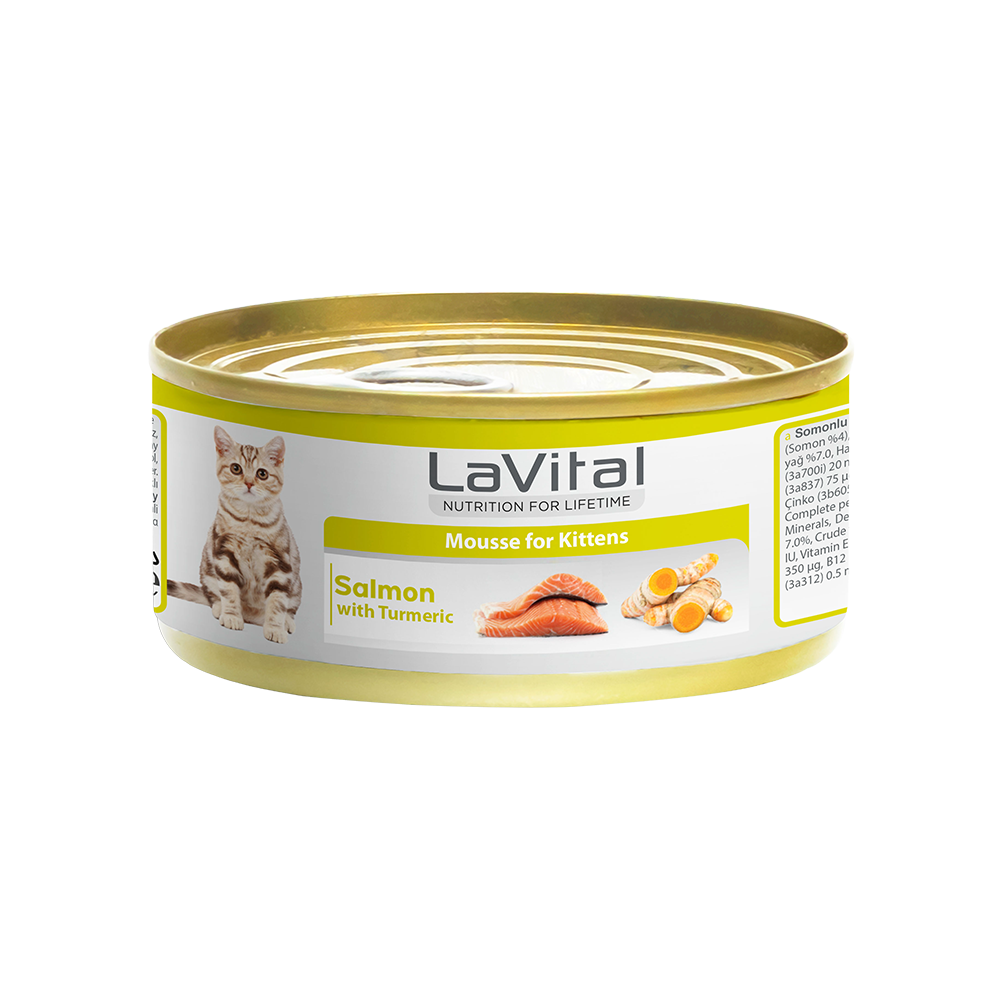 LAVİTAL SOMONLU VE ZERDEÇALLI YAVRU KEDİ KONSERVESİ  85GR