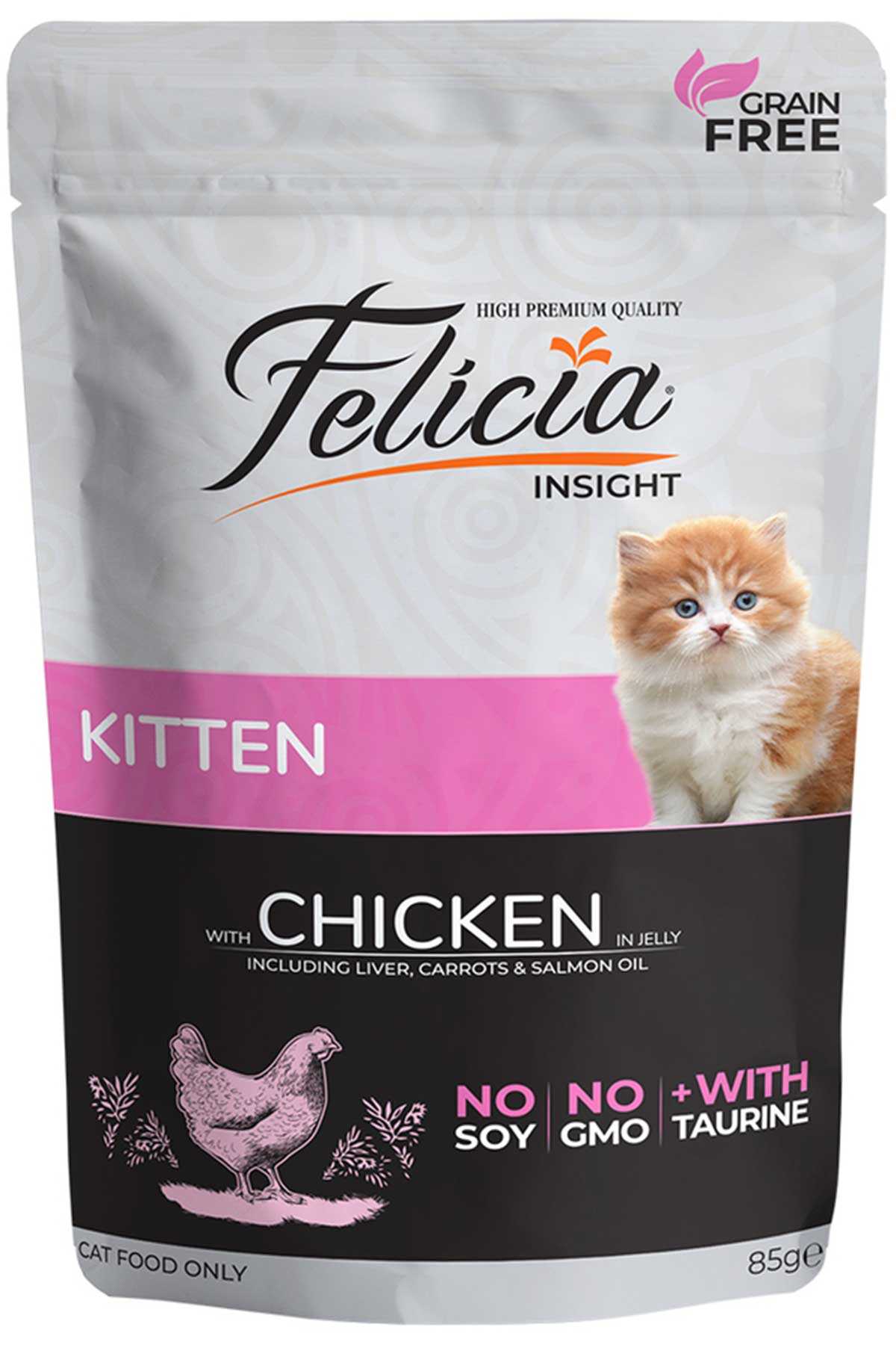 Felicia İnsight Tahılsız Tavuk Etli Yavru Kedi Pouch Yaş Mama (85 g)