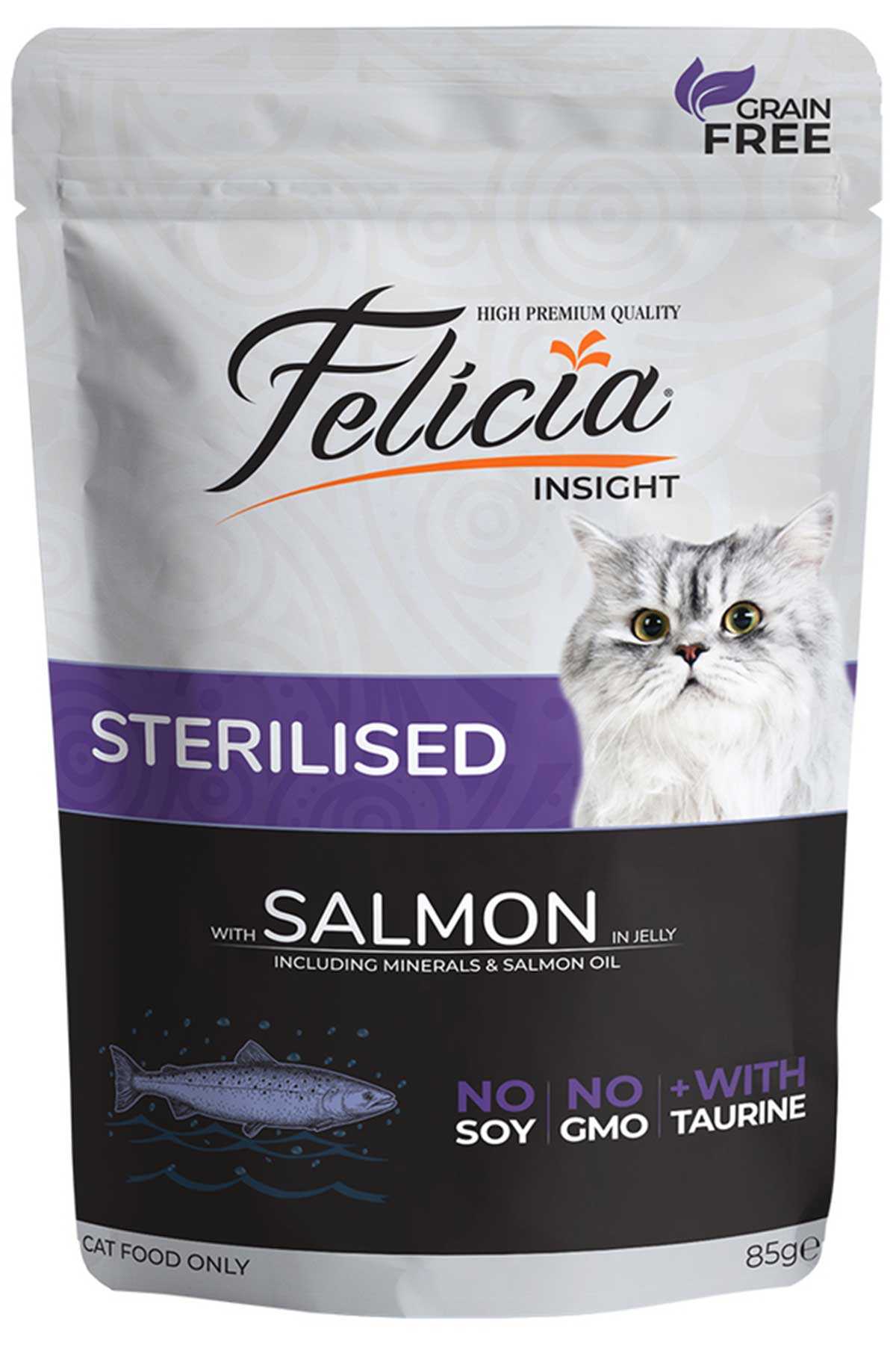 Felicia İnsight Tahılsız Somonlu Kısırlaştırılmış Kedi Konserve Maması (85 g)