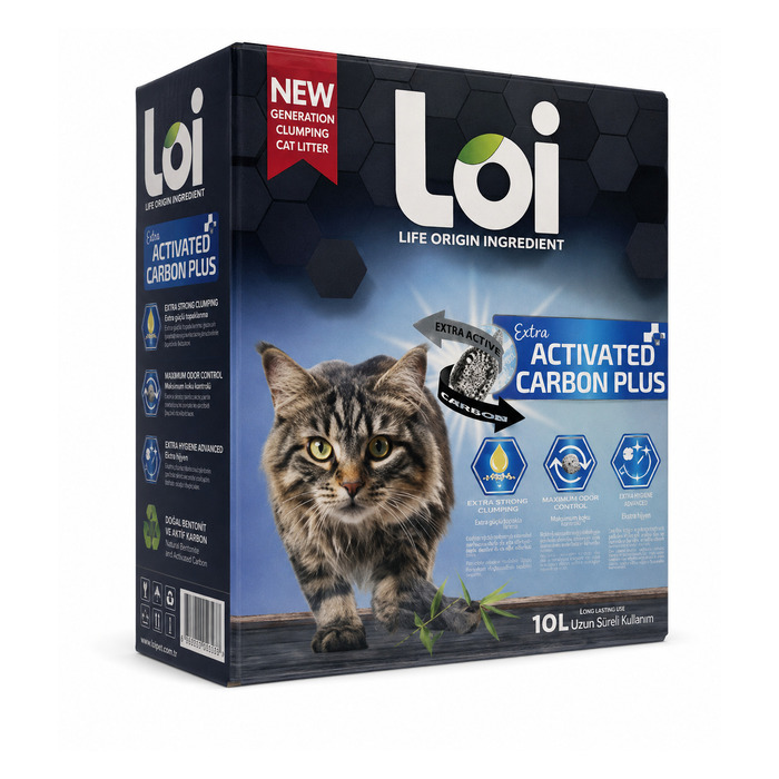 LOİ EXTRA AKTİF KARBON PLUS KEDİ KUMU 10 LT KUTU DUST FREE BENTONİT