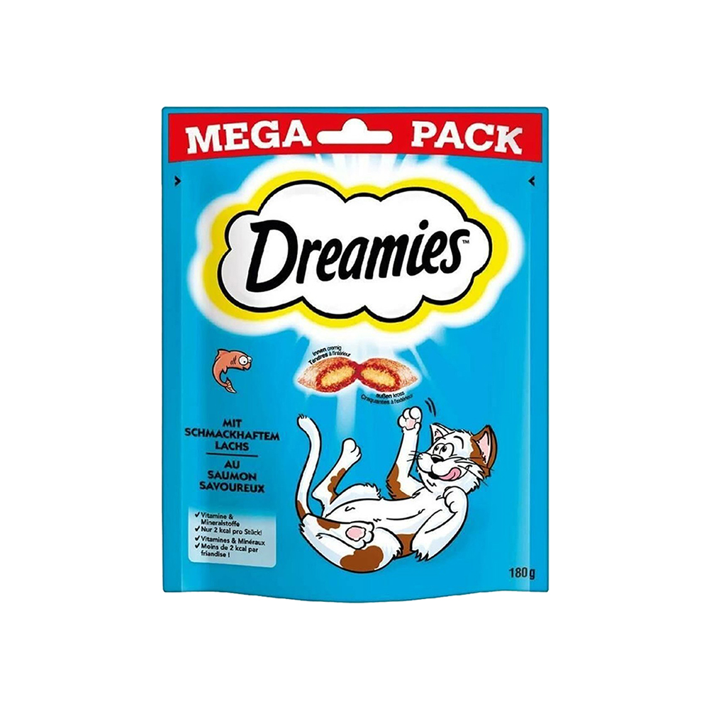 DREAMİES MEGA PACK İÇ DOLGULU SOMONLU KEDİ ÖDÜL BİSKÜVİSİ 180GR