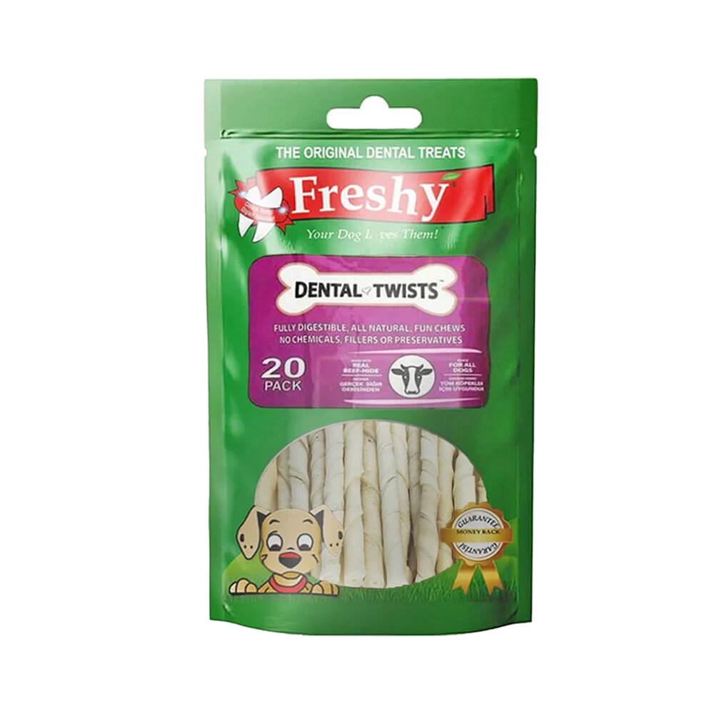 Freshy Dental Burgu Köpek Çiğneme Çubuğu 13 cm (20'li)