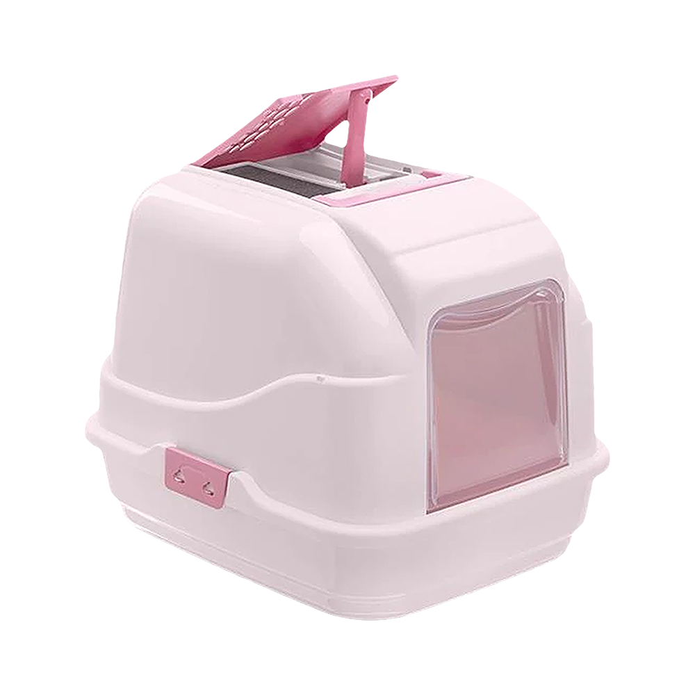 IMAC EASY CAT KAPALI KEDİ TUVALETİ PEMBE/BEYAZ 50X40X40CM
