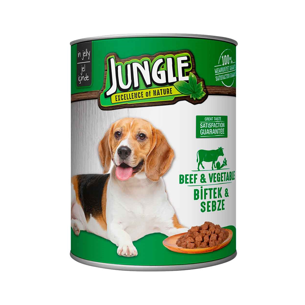 Jungle Biftek Etli ve Sebzeli Yetişkin Köpek Konserve Maması (415 g)
